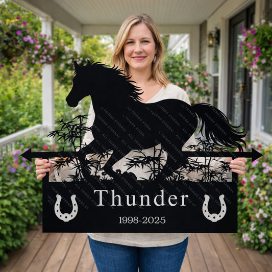 Horse Memorial Metal Wall Art | Equestrian Tribute Home Decor Sign