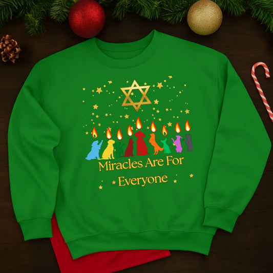 Miracles Are for Everyone Hanukkah Dog Sweatshirt | Unisex Jewish Sweater