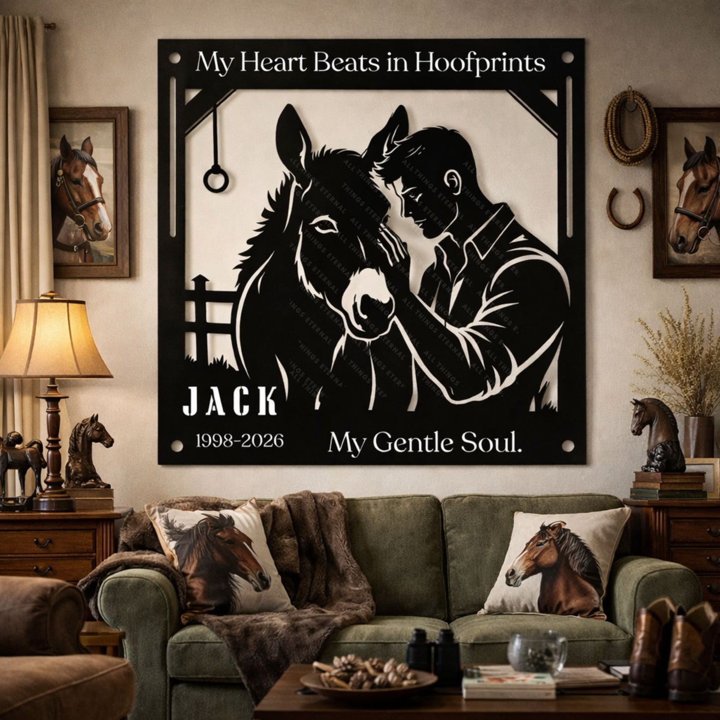 Personalized Donkey Memorial Metal Sign – My Heart Beats in Hoofprints