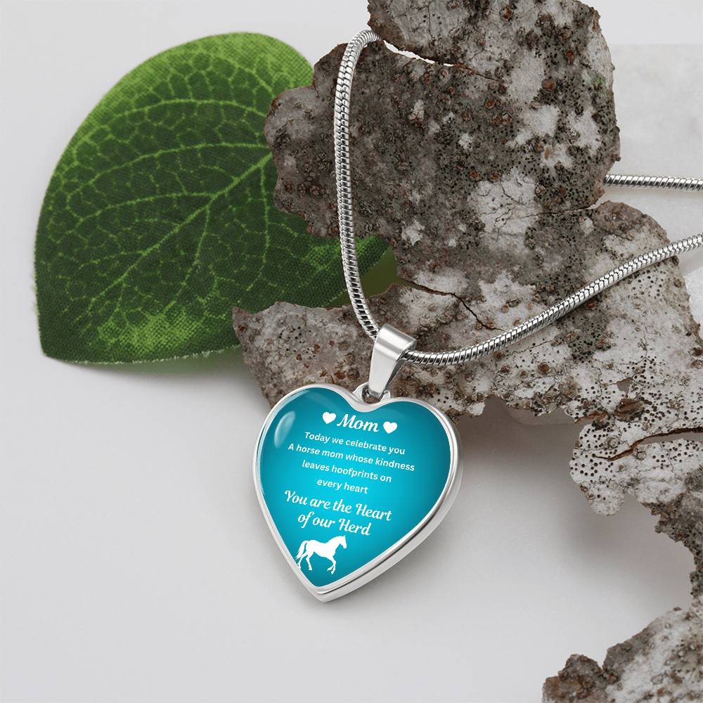Custom Horse Mom Heart  Necklace – You Are The Heart Of Our Herd Gift for Mom