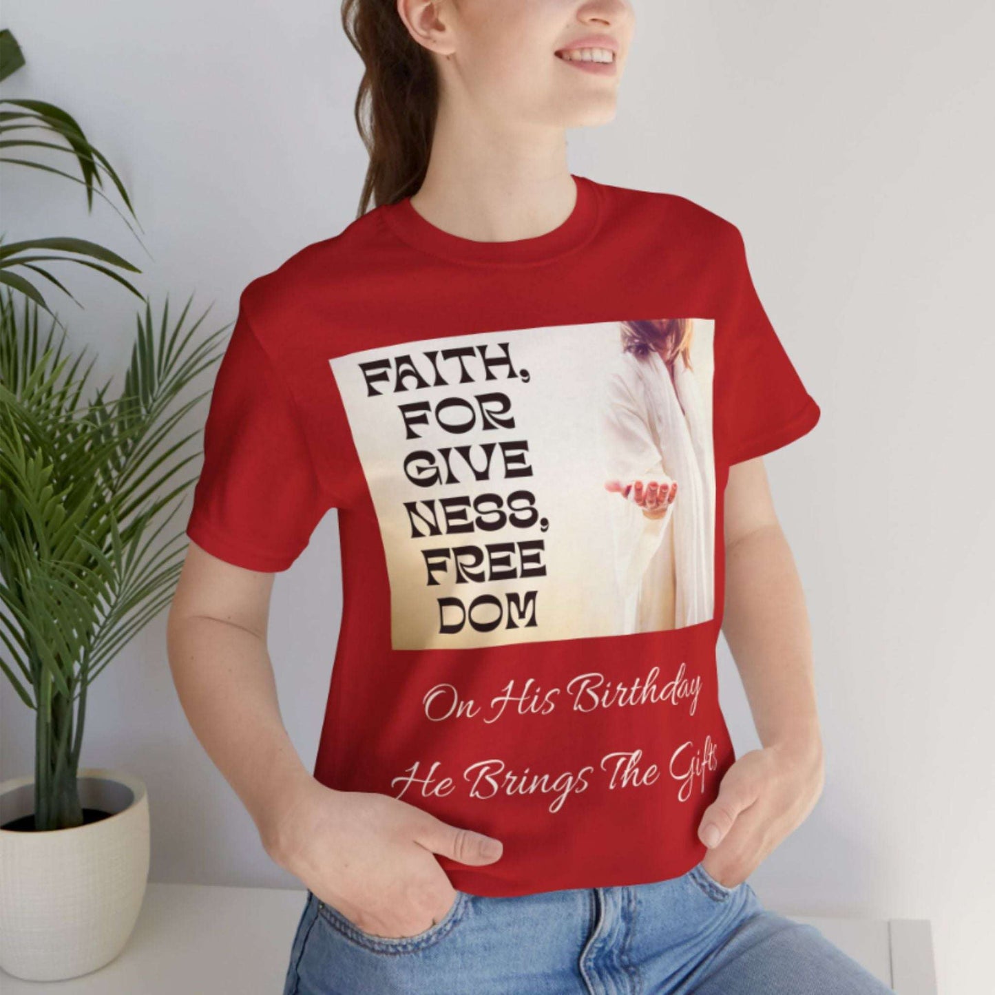 Faith Christmas T-Shirt – Christian Holiday Tee with Jesus Graphic