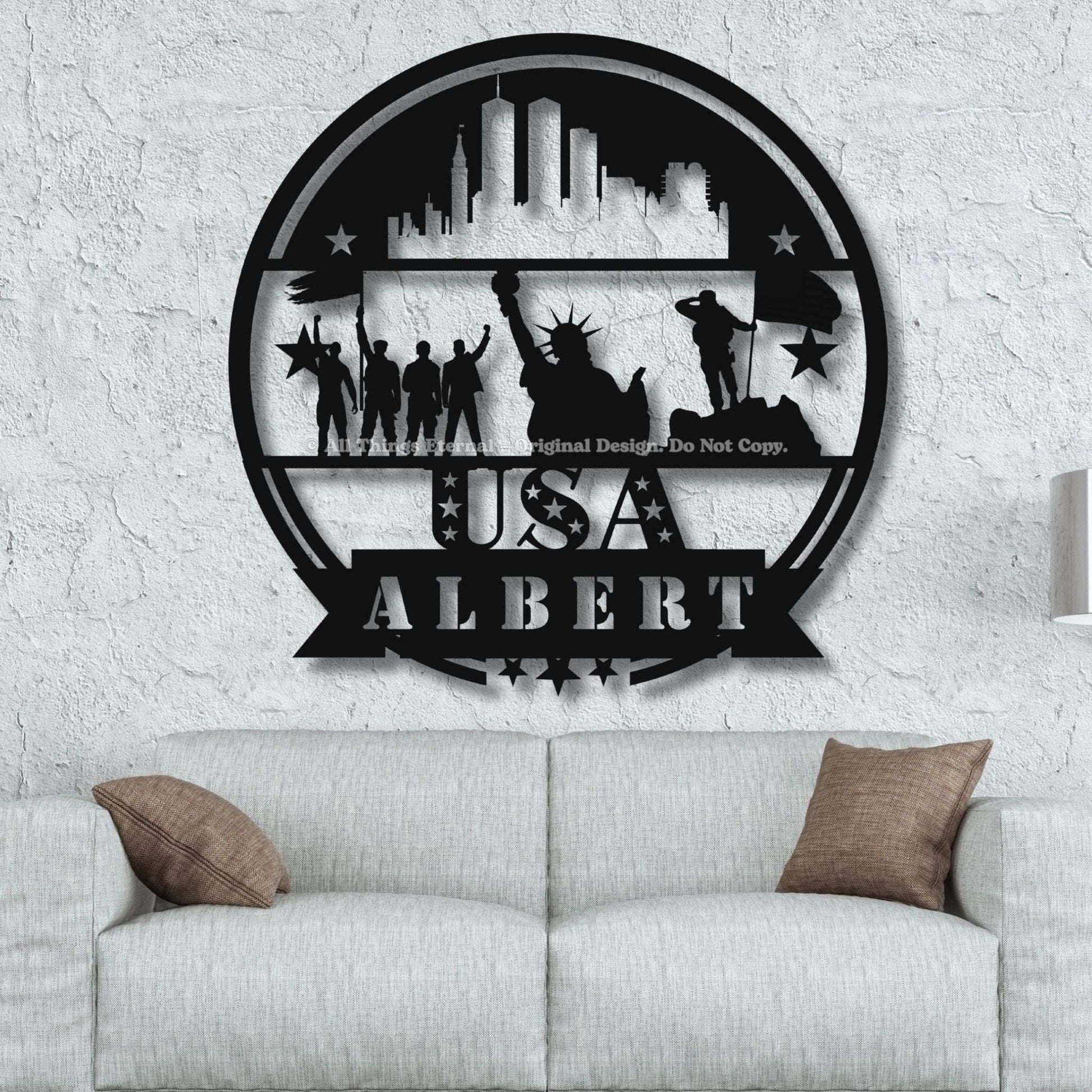 Personalized Patriotic Veterans Metal  Wall Sign