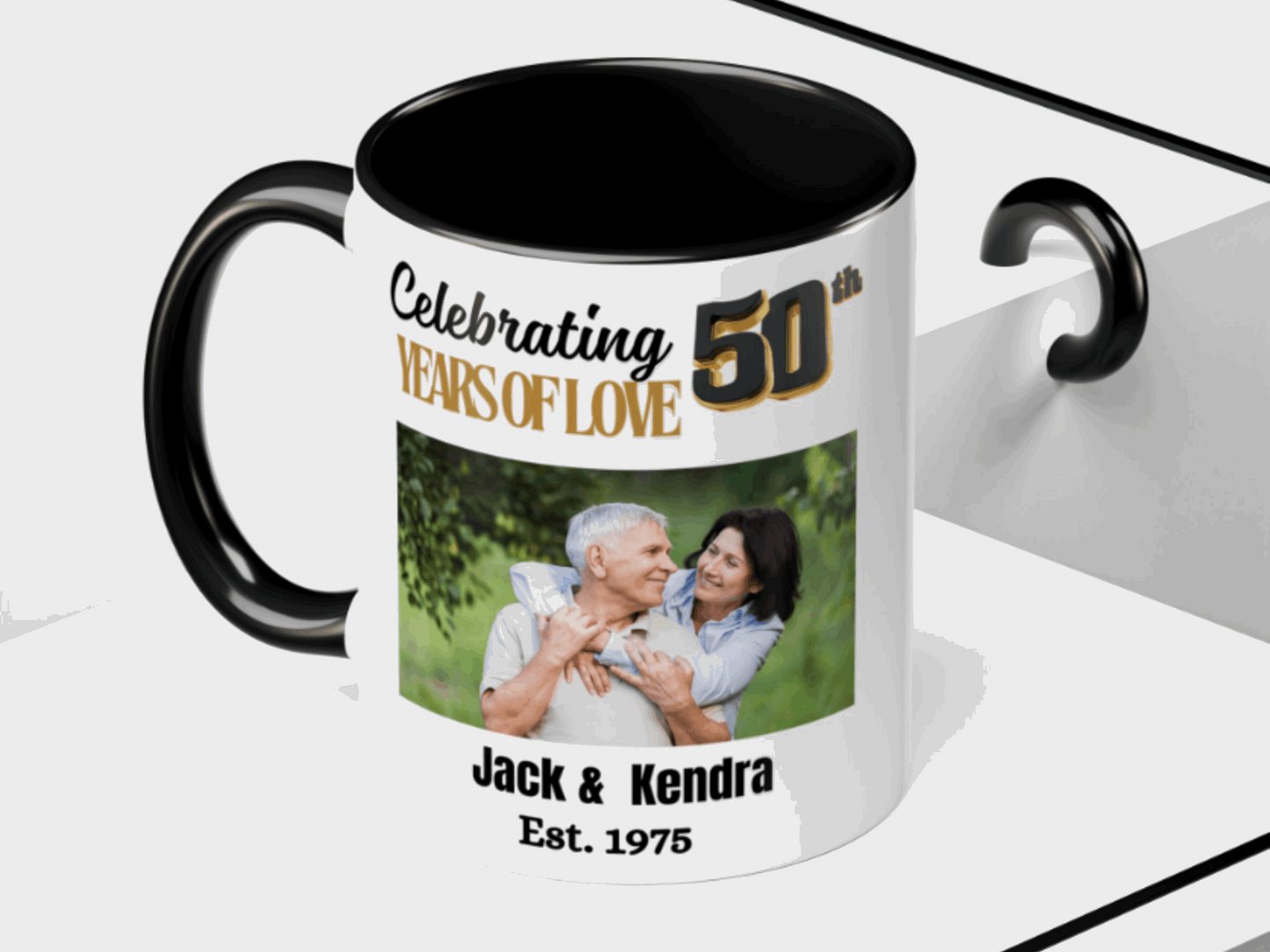Custom 50th Anniversary Photo Mug-  Golden Wedding Gift for Couple