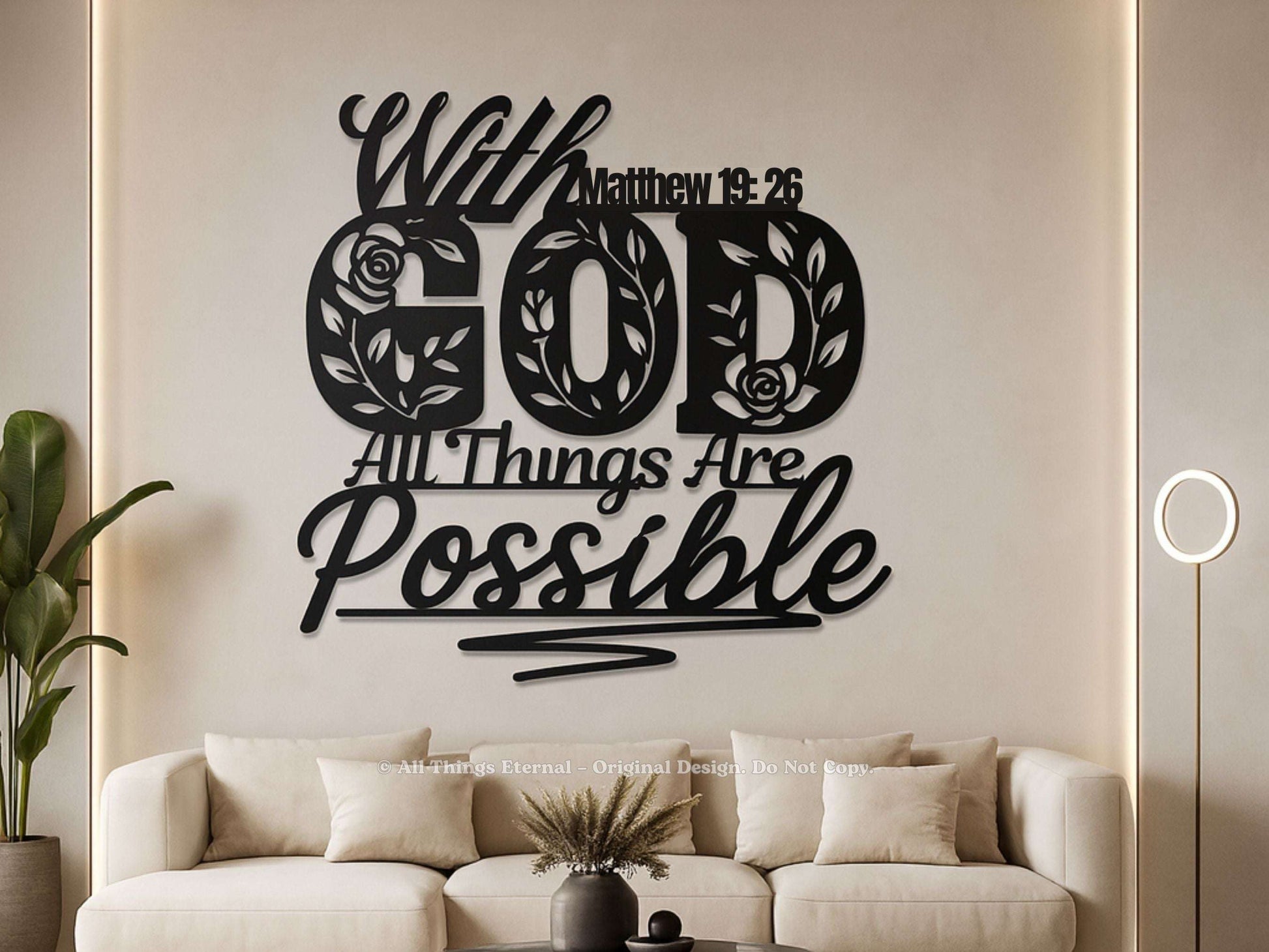 Matthew 19:26 Christian Metal Sign – Inspirational Scripture Wall Decor Gift