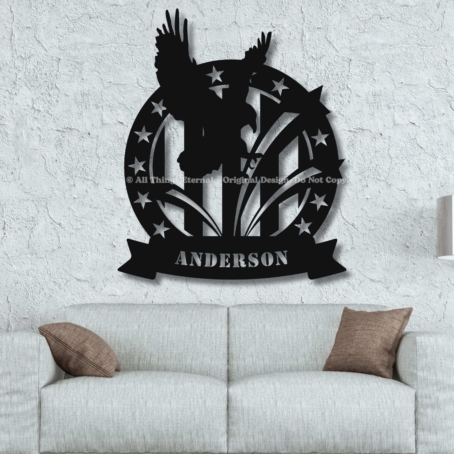 Custom Patriotic Eagle Metal  Wall Art Sign - USA Flag Military Gifts