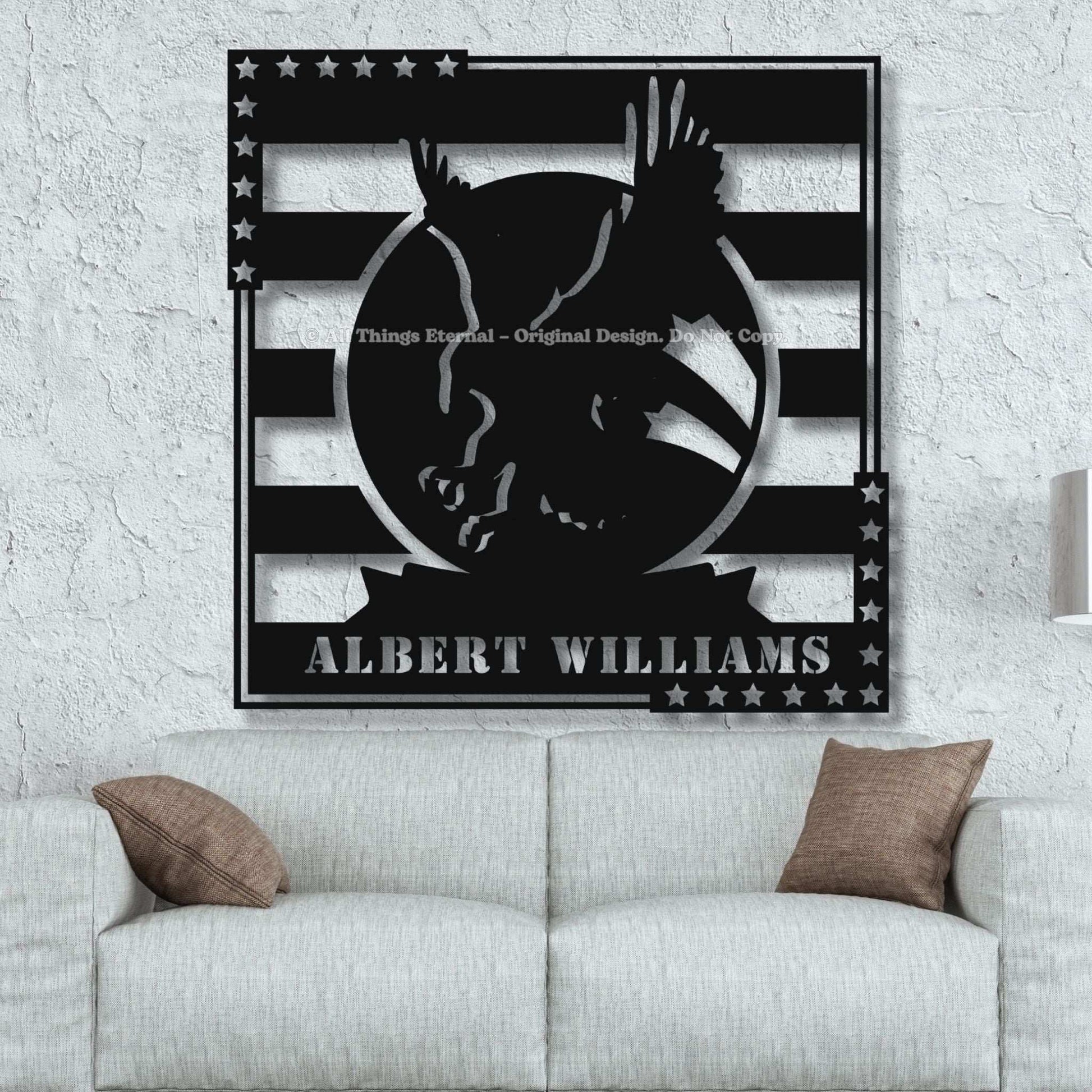 Custom Name Patriotic Veterans Metal Sign Decor Gift