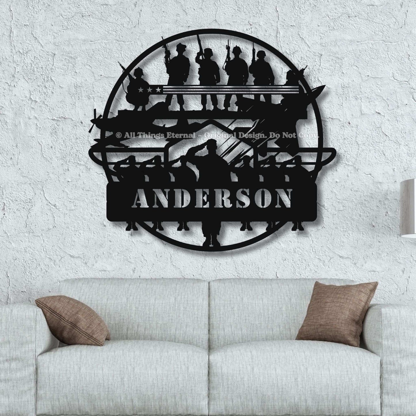 Custom Name Patriotic  Veterans & Soldiers Metal Wall Art Sign