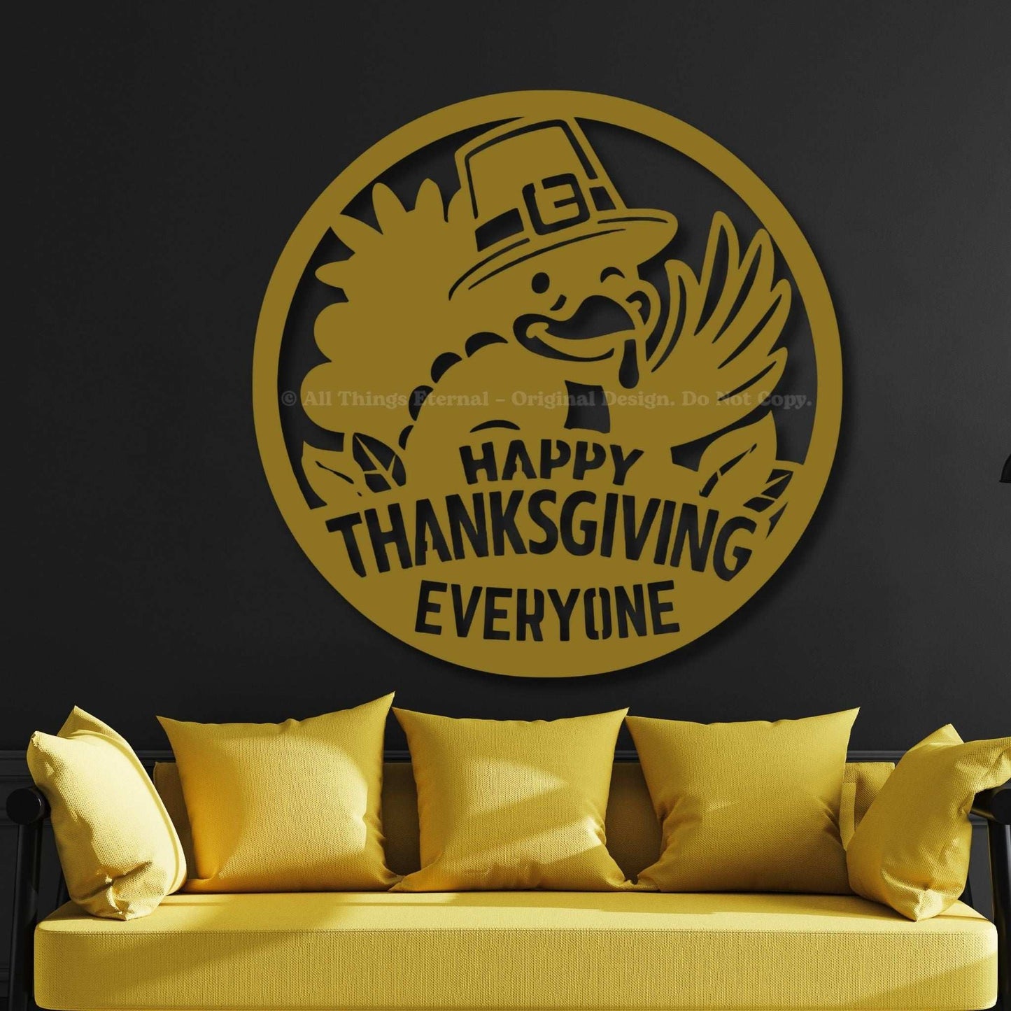 Happy Thanksgiving Sign - Turkey Metal Wall Art Décor for Home