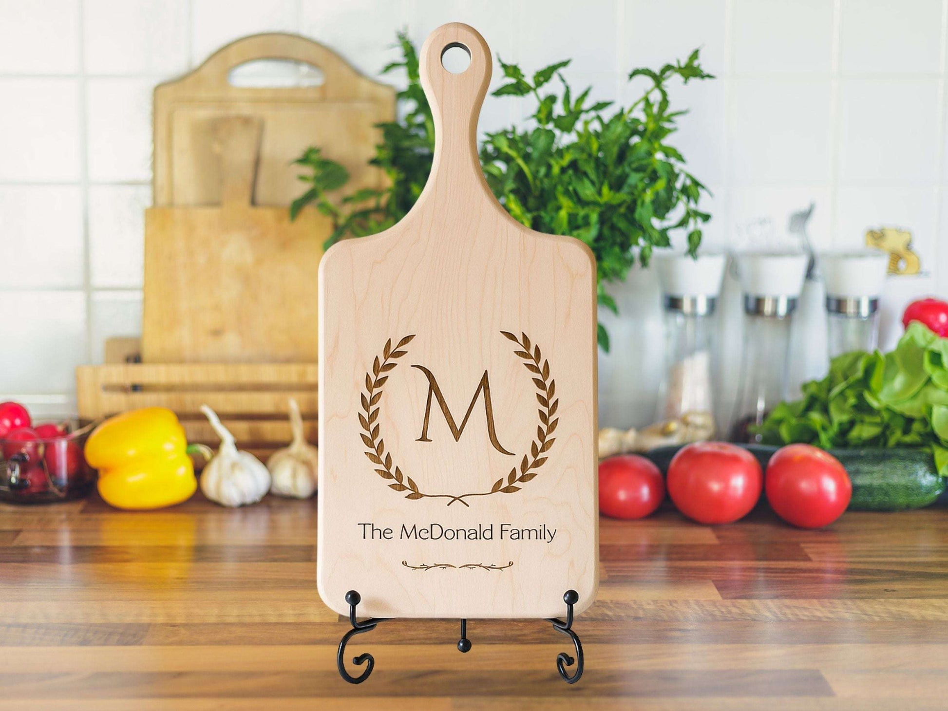 Personalized Monogram Cutting Board –  Housewarming or Anniversary Gifts