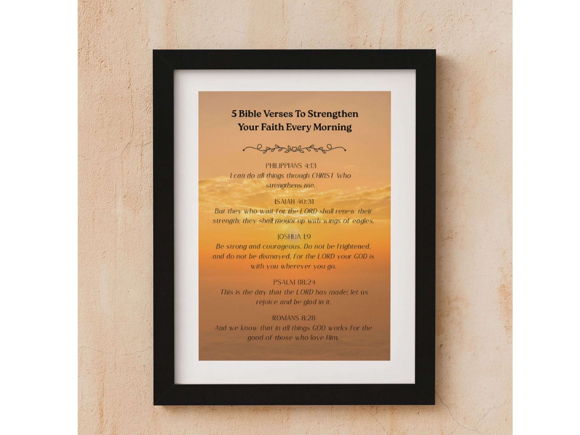 Christian Wall Art with Frame Included- Scripture Home Decor