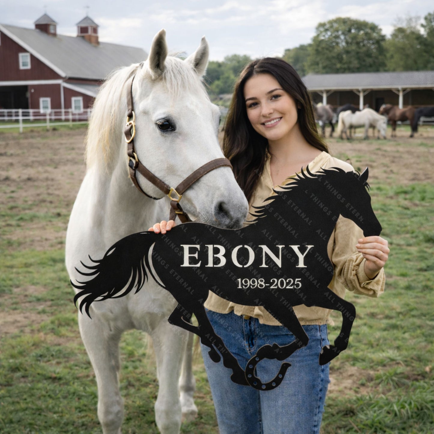 Personalized Horse Memorial Metal Wall Art – Custom Name & Dates Rustic Farmhouse Decor