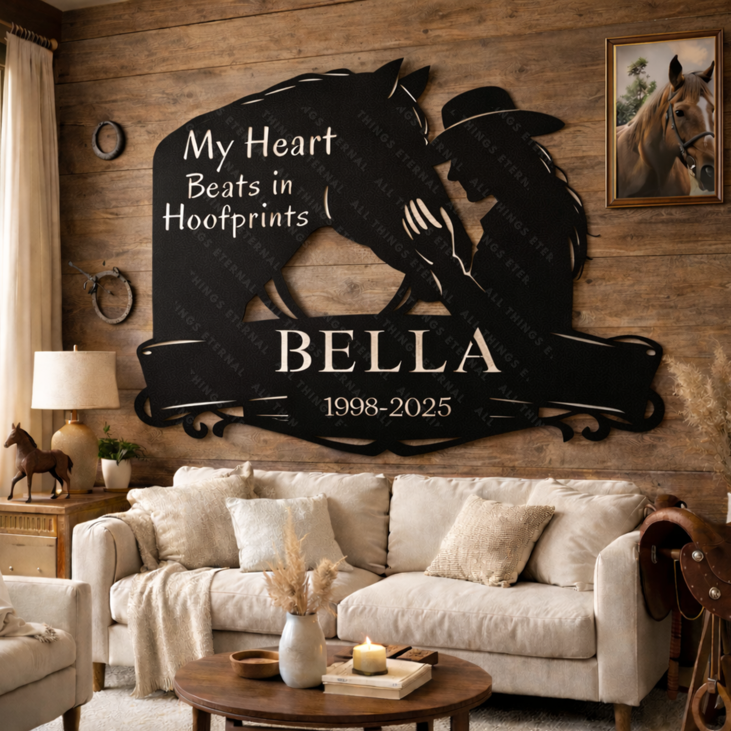 Personalized Horse Memorial Metal Sign – My Heart Beats in Hoofprints