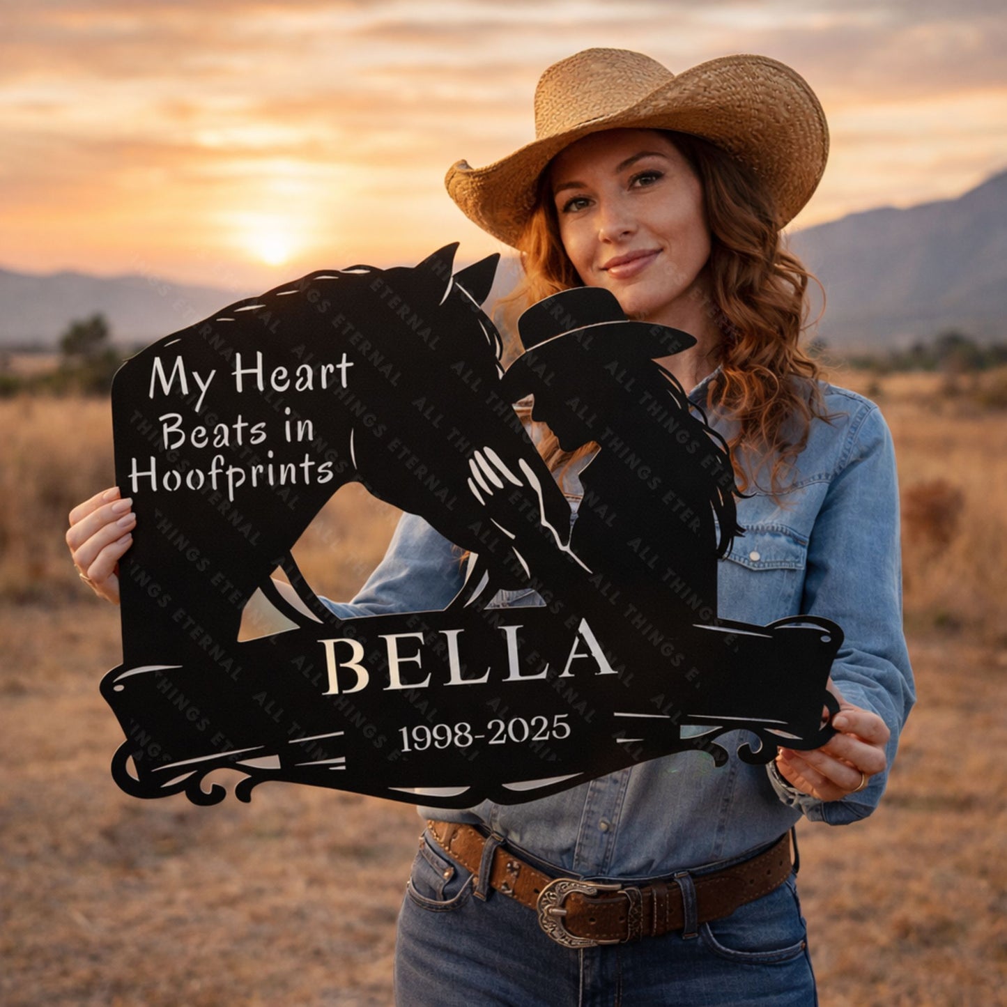 Personalized Horse Memorial Metal Sign – My Heart Beats in Hoofprints