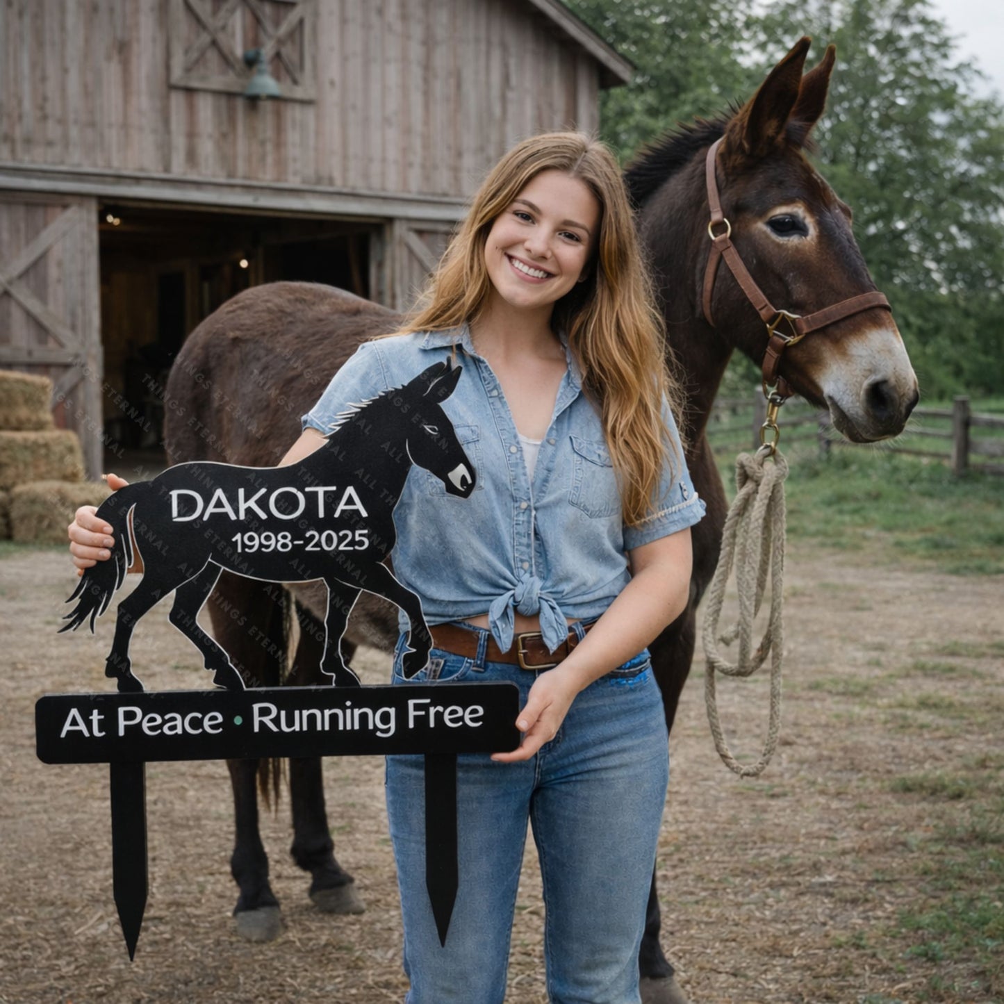 Personalized Mule Memorial Garden Stake Sign