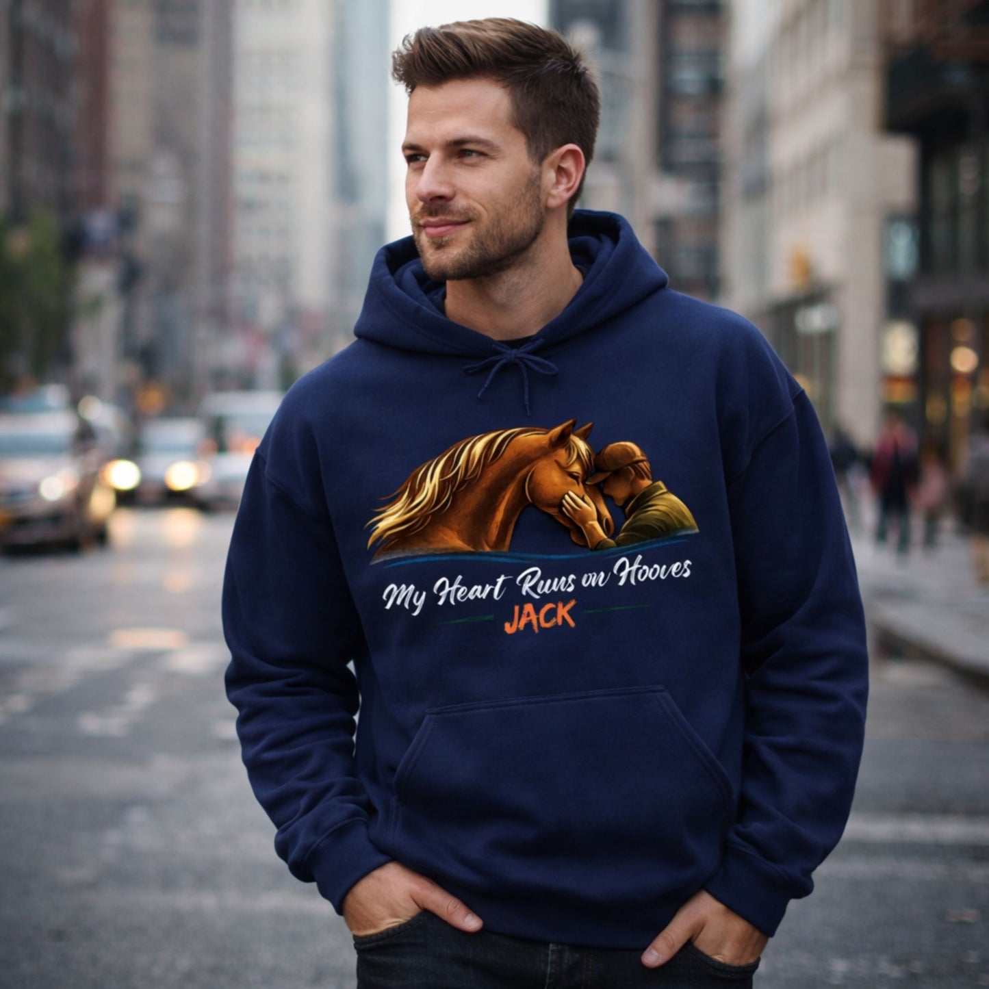 Personalized My Heart Runs on Hooves Hoodie for Men