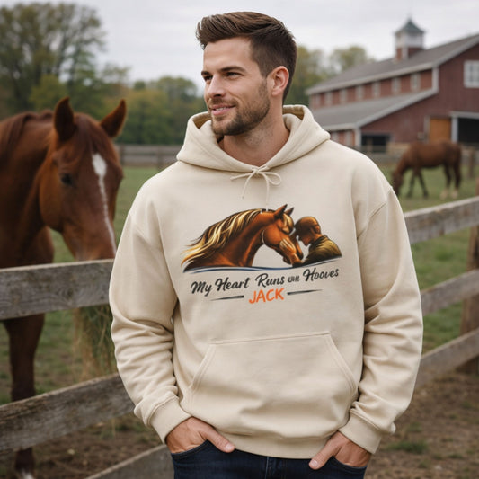 Personalized My Heart Runs on Hooves Hoodie for Men