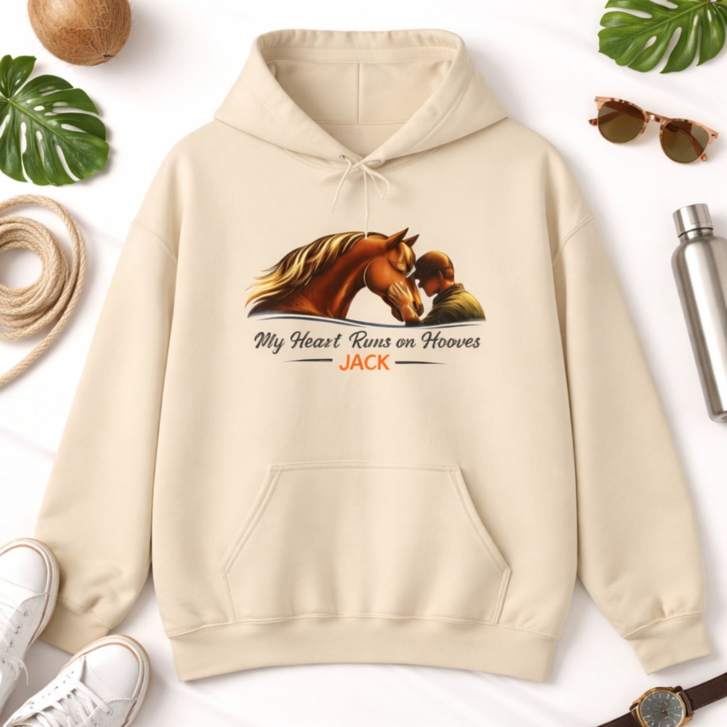 Personalized My Heart Runs on Hooves Hoodie for Men