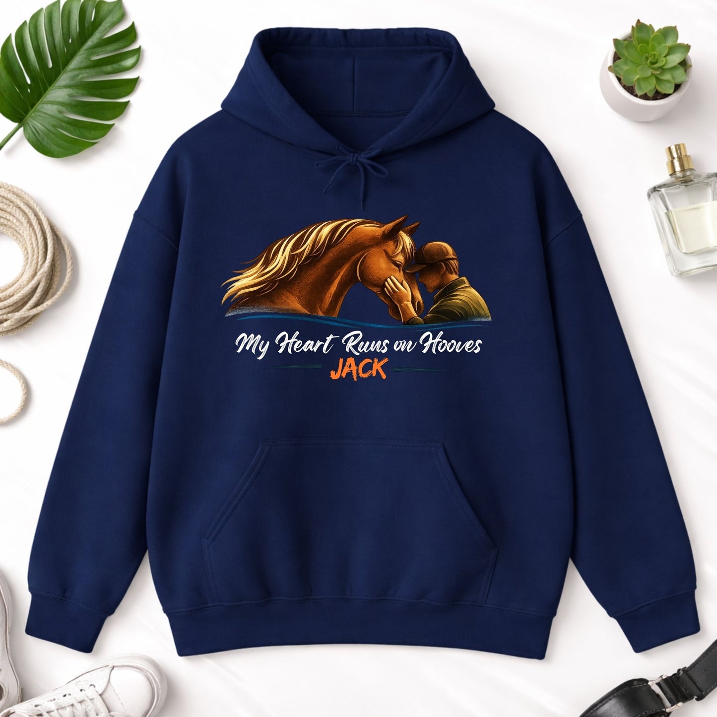 Personalized My Heart Runs on Hooves Hoodie for Men