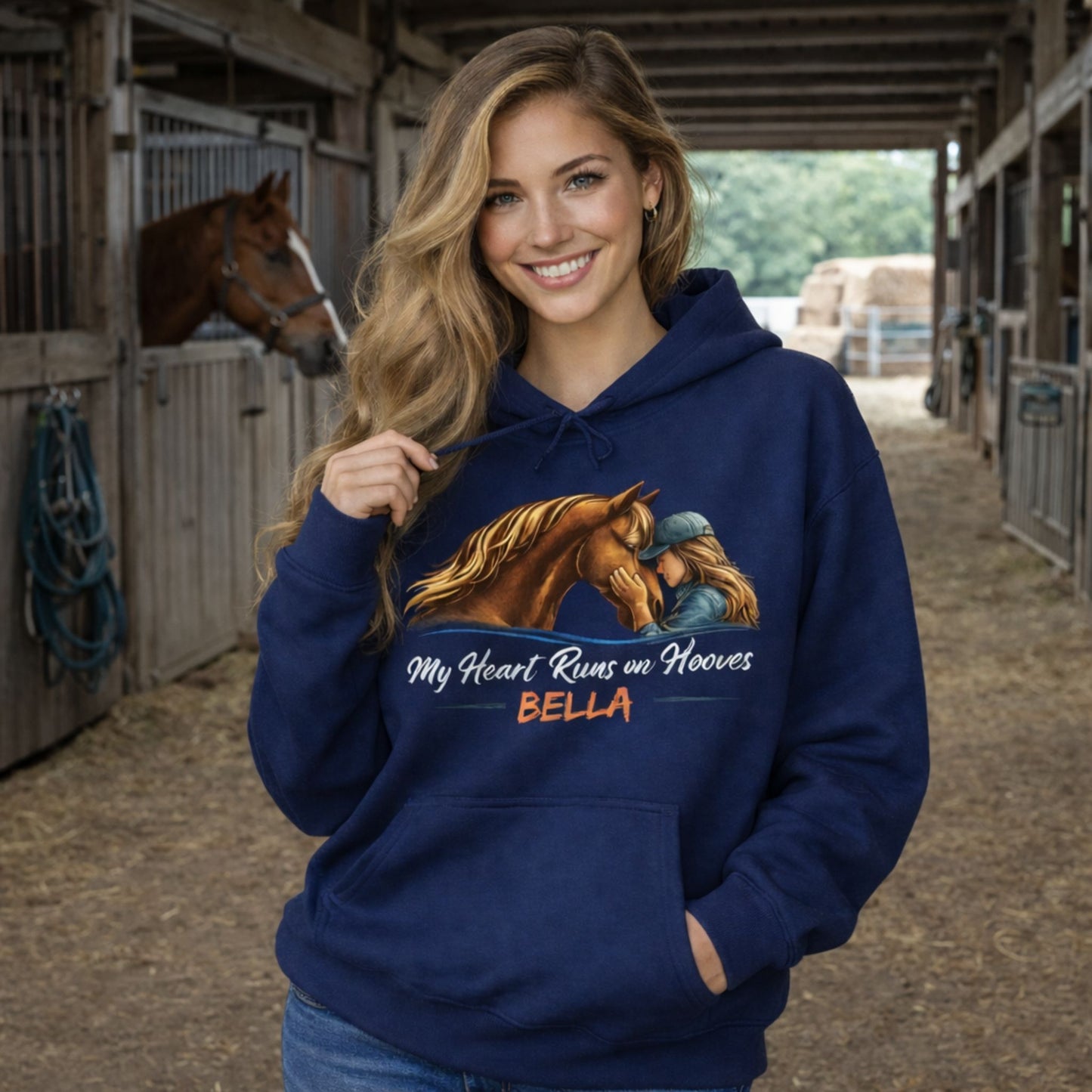 Personalized My Heart Runs on Hooves Hoodie for Women