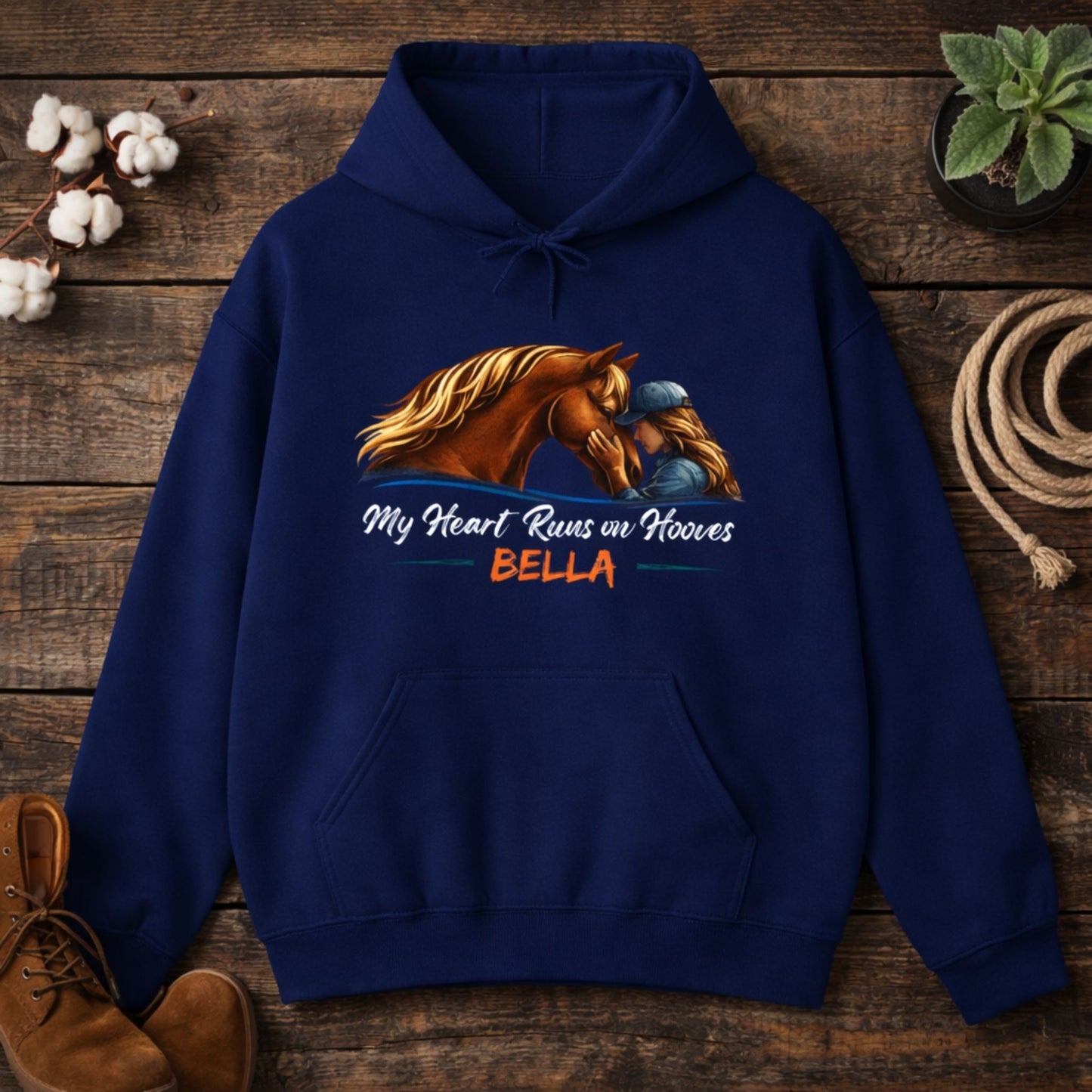 Personalized My Heart Runs on Hooves Hoodie for Women