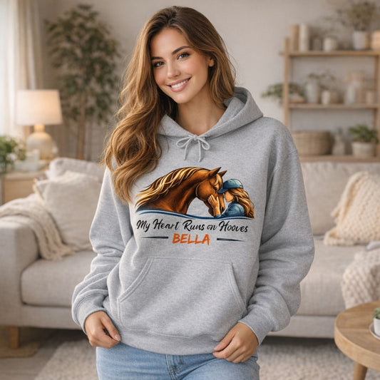 Personalized My Heart Runs on Hooves Hoodie for Women