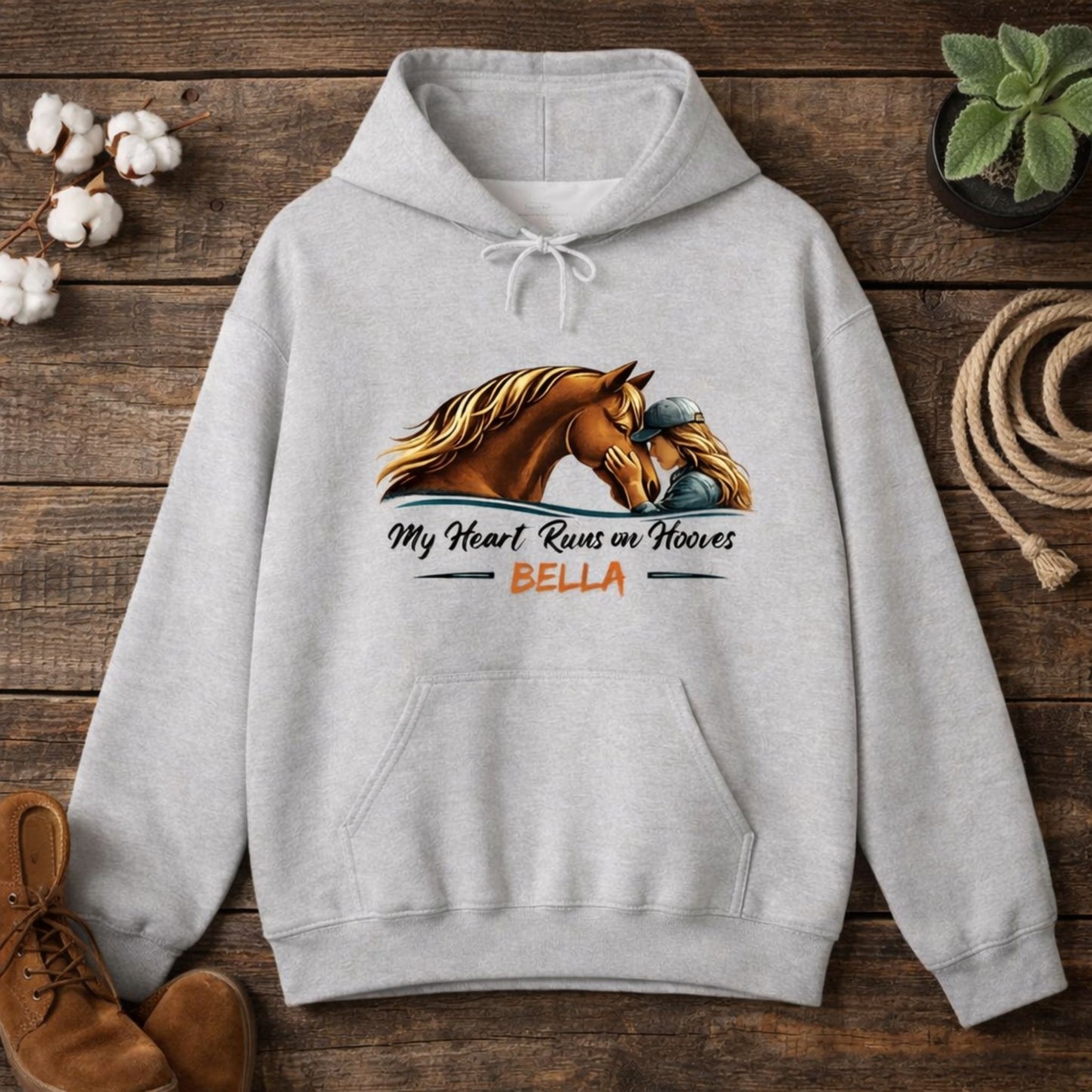 Personalized My Heart Runs on Hooves Hoodie for Women