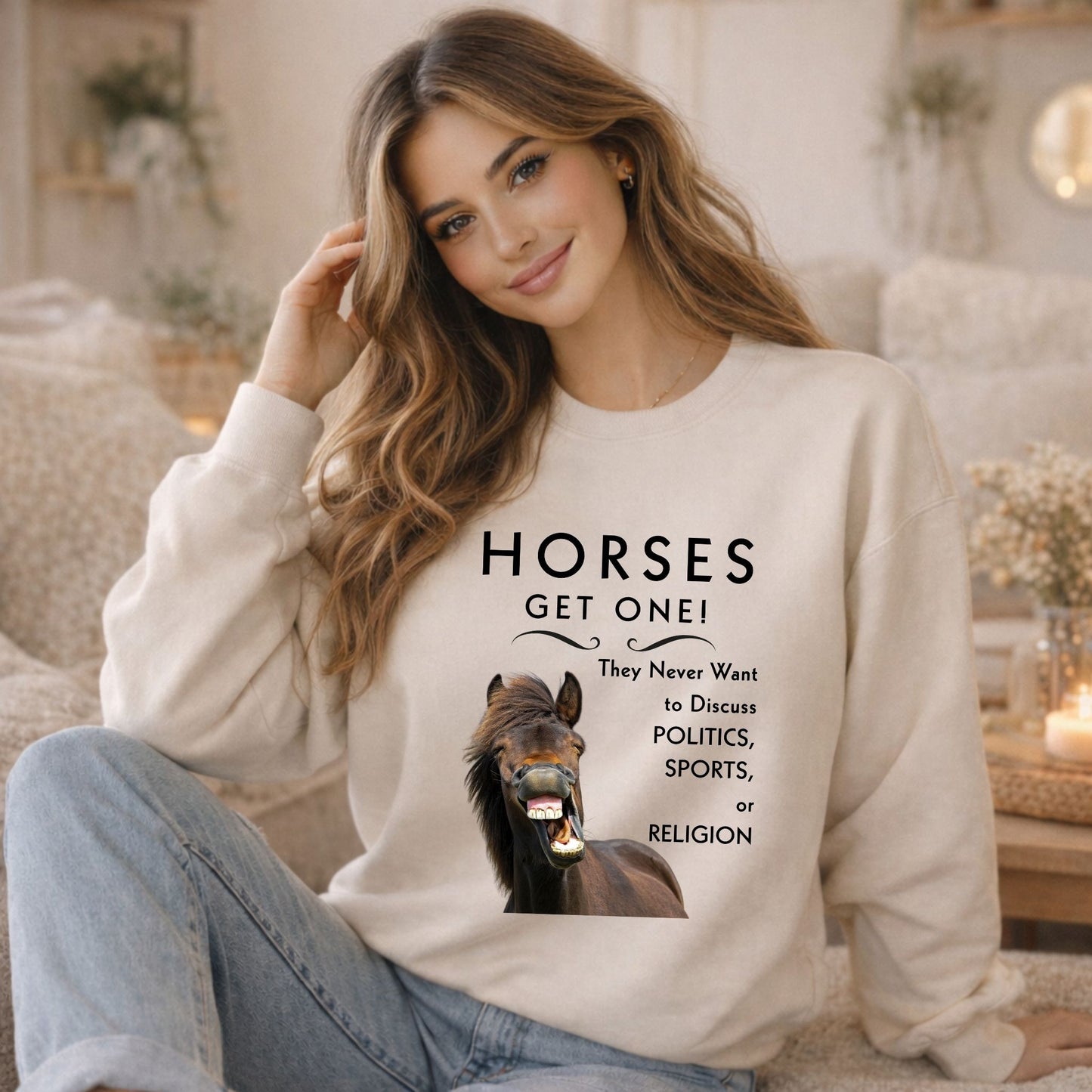 Funny Horse Sweatshirt – Horses Get One Horse Lover Crewneck