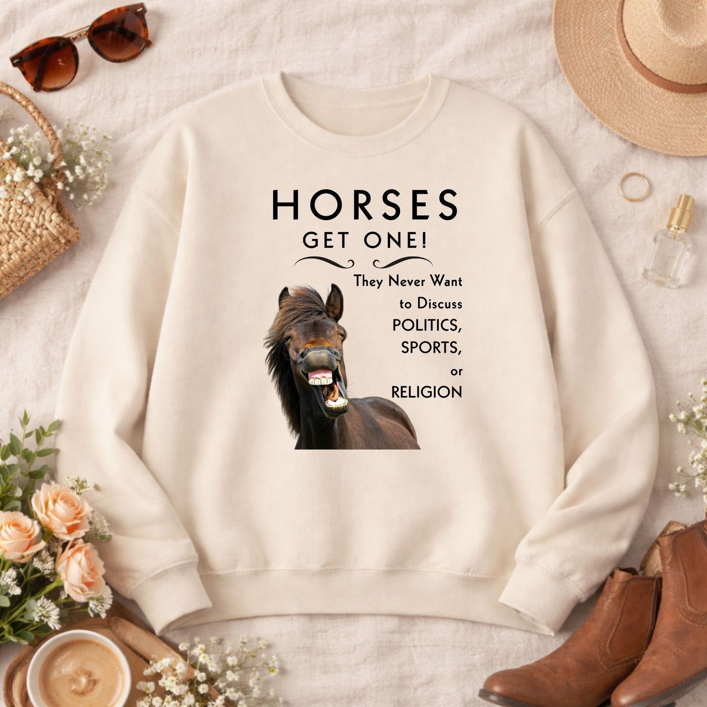 Funny Horse Sweatshirt – Horses Get One Horse Lover Crewneck