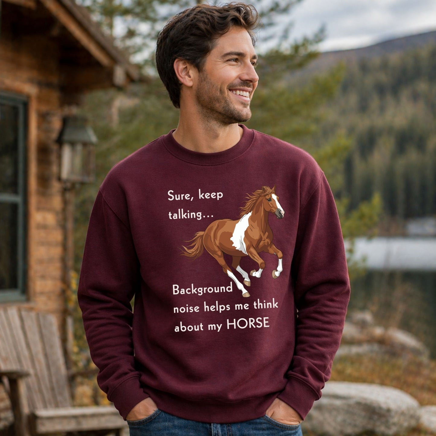 Horse Lover Sweatshirt – Keep Talking Funny Horse Crewneck