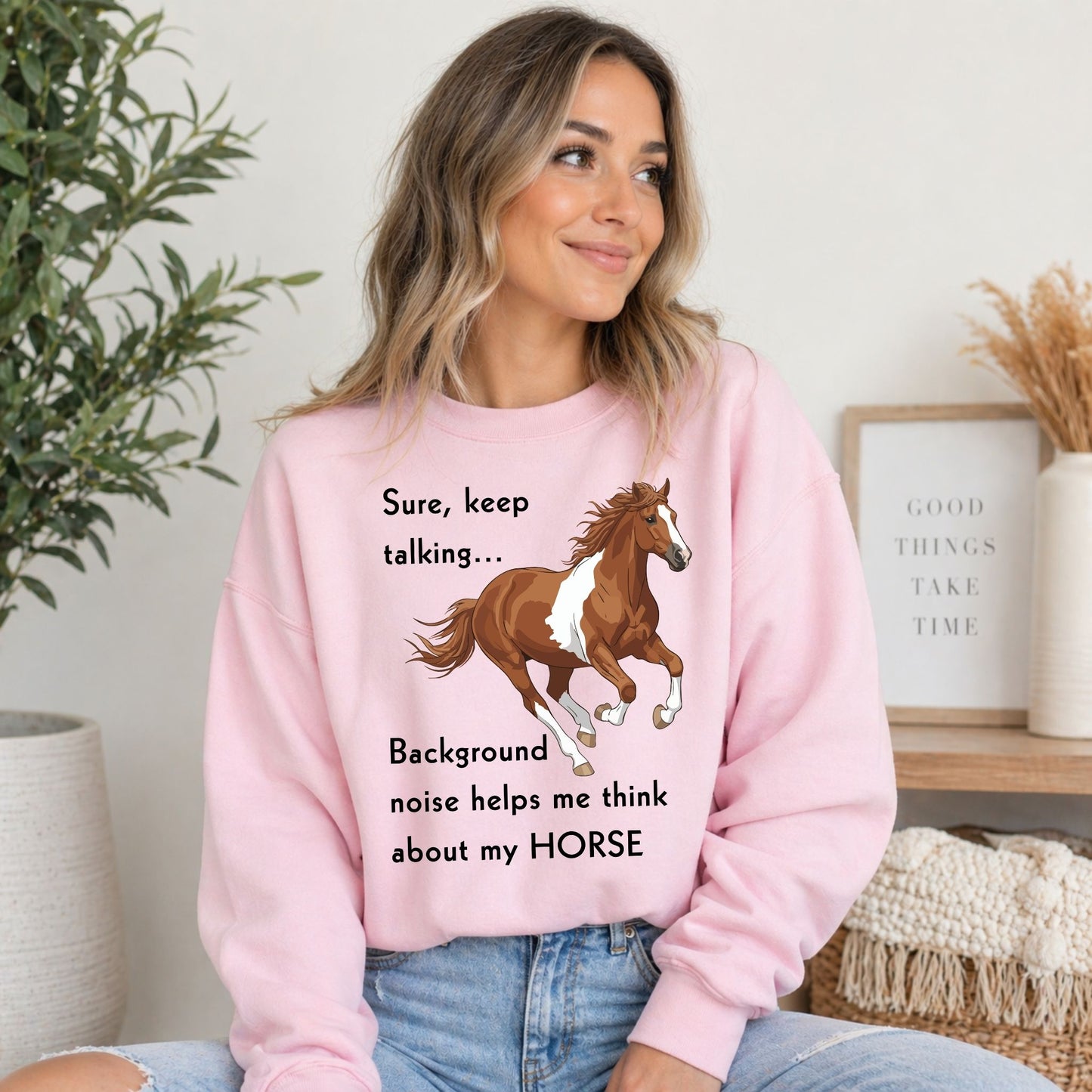 Horse Lover Sweatshirt – Keep Talking Funny Horse Crewneck