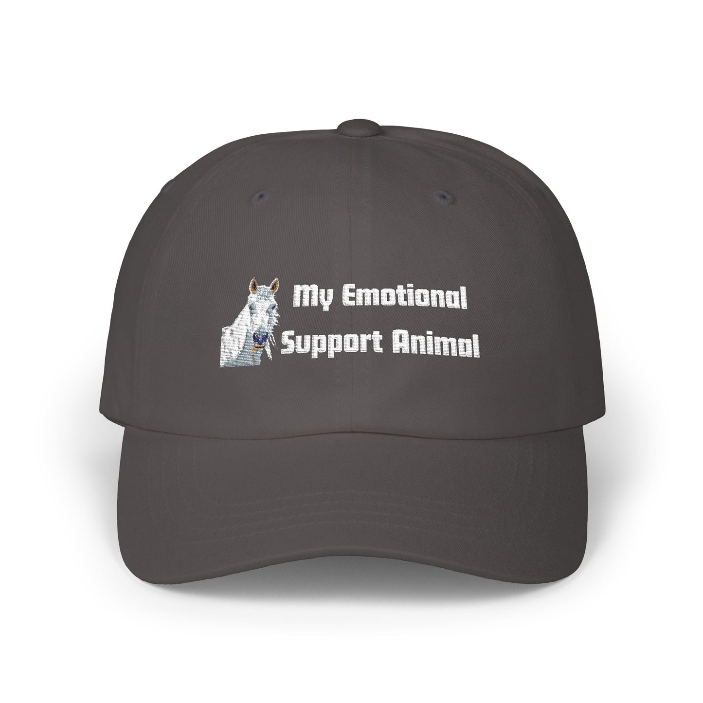 Dad Cap - 'My Emotional Support Animal ' Embroidered White Baseball Hat