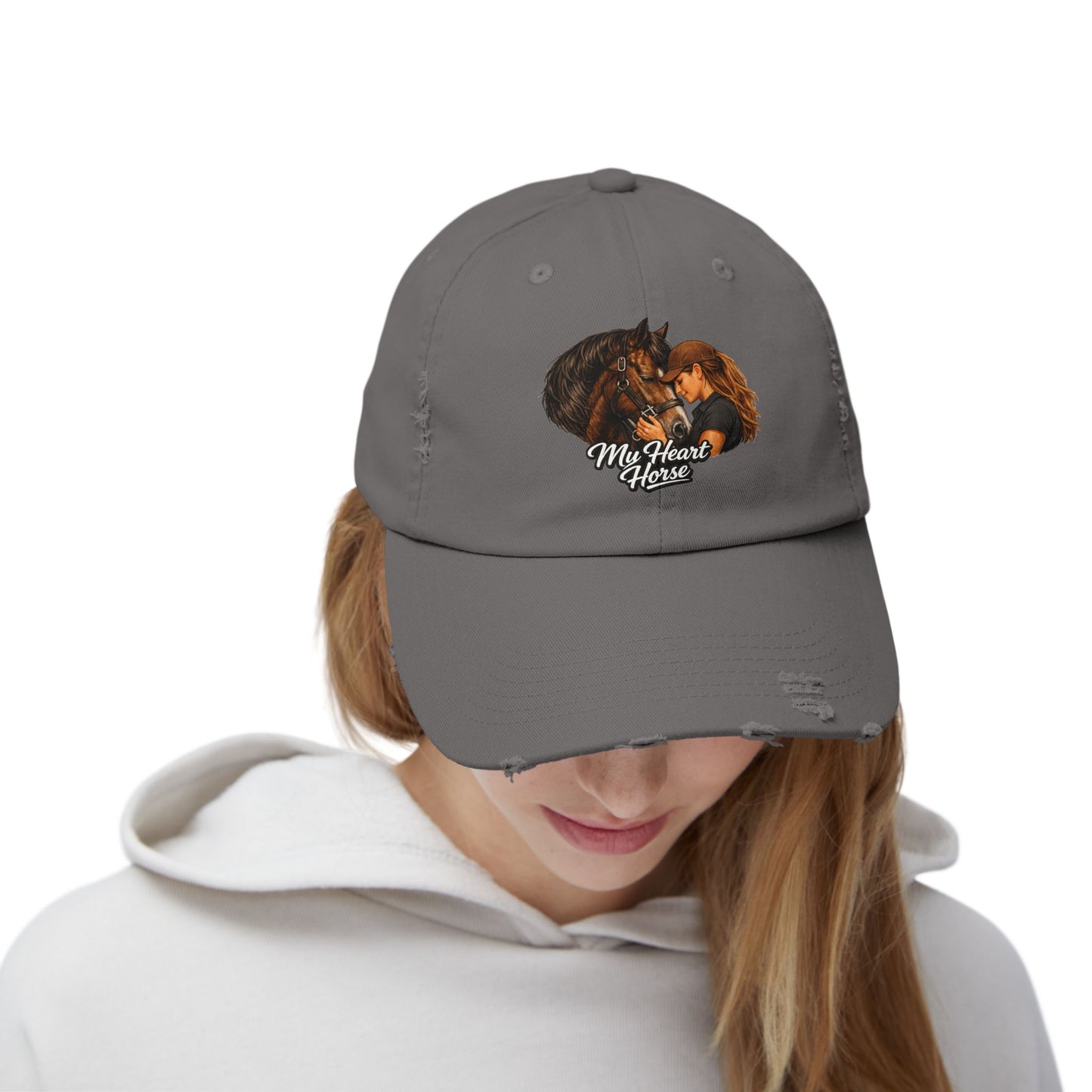 My Heart Horse Distressed Cap — Women's Equestrian Baseball Hat