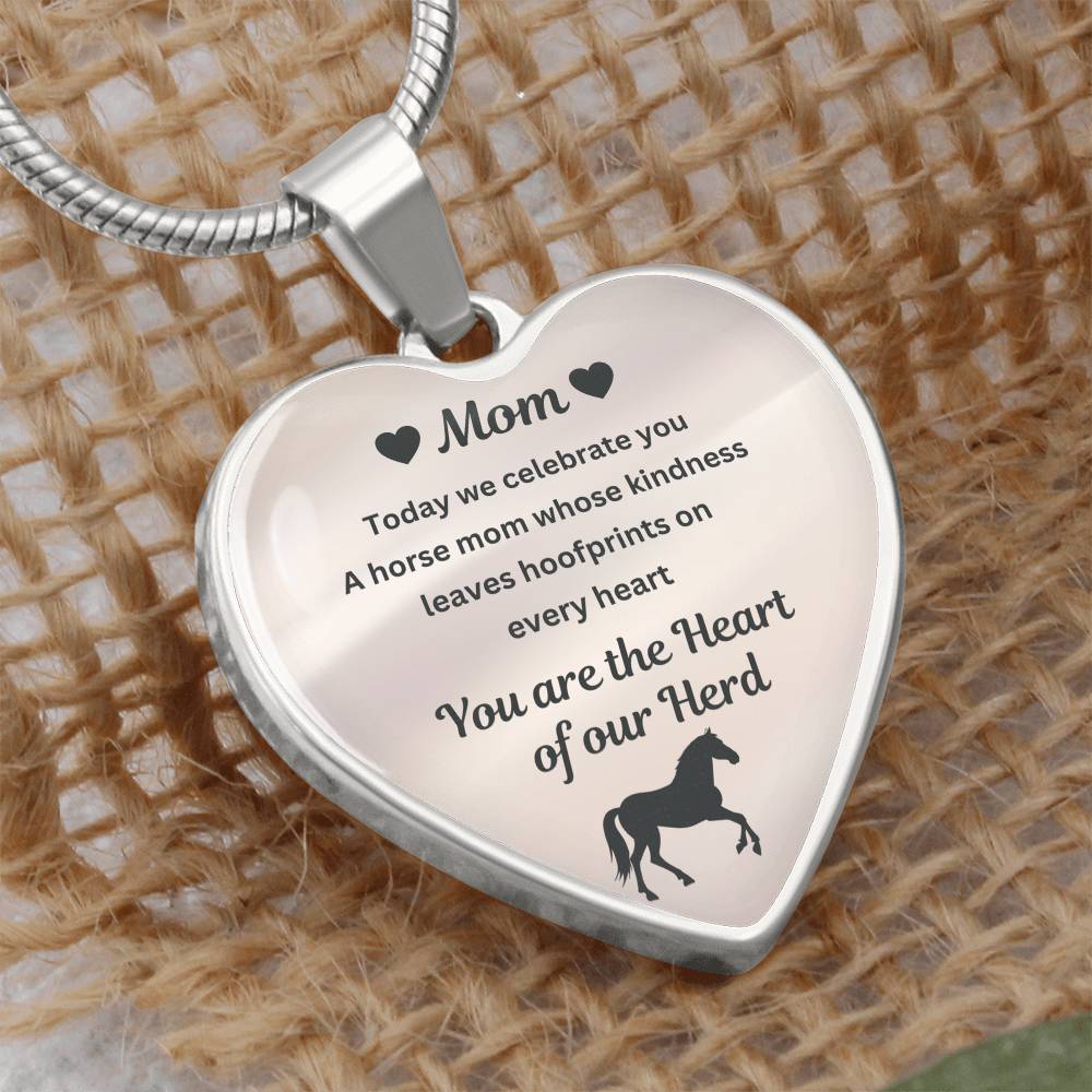Horse Mom Necklace Gift for Mom – Custom Name Pendant You Are The Heart Of Our Herd