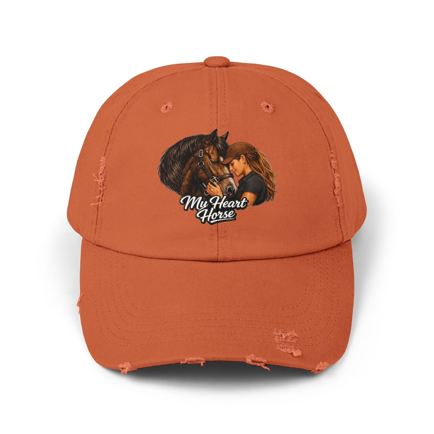 My Heart Horse Distressed Cap — Women's Equestrian Baseball Hat