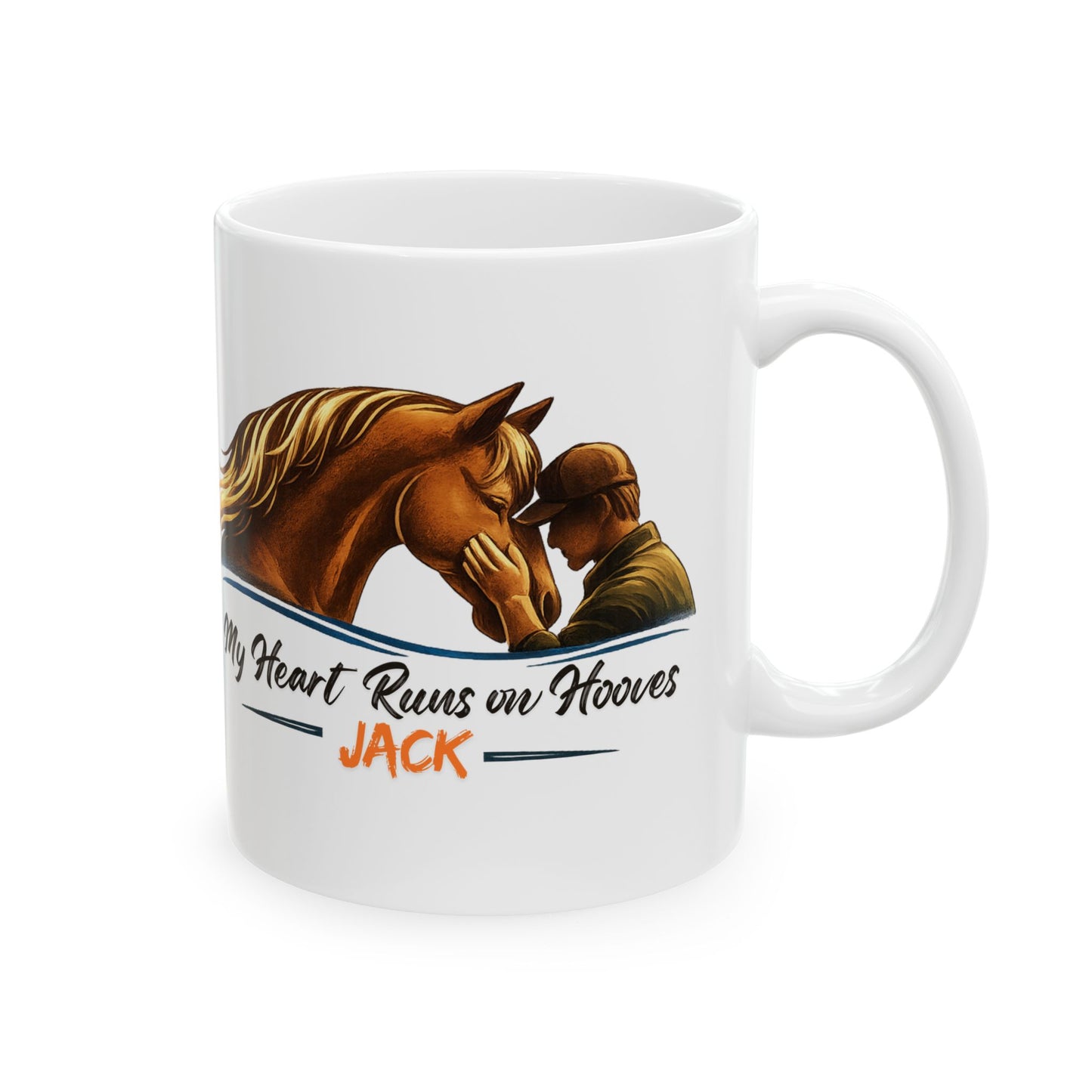 Personalized Horse Mug – My Heart Runs on Hooves Ceramic Coffee Cup
