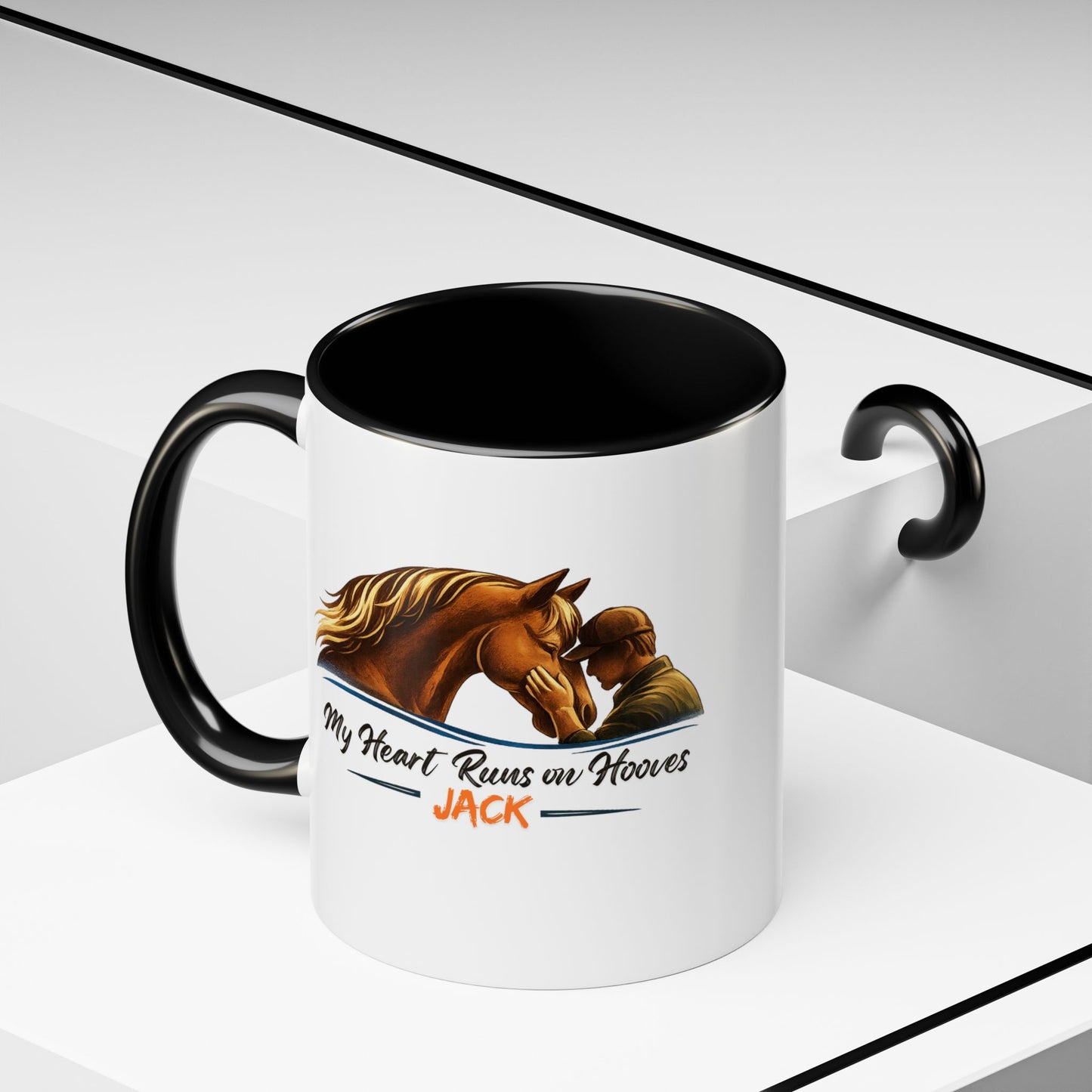 My Heart Runs on Hooves Horse Coffee Mug — Personalized Equestrian Accent Mug