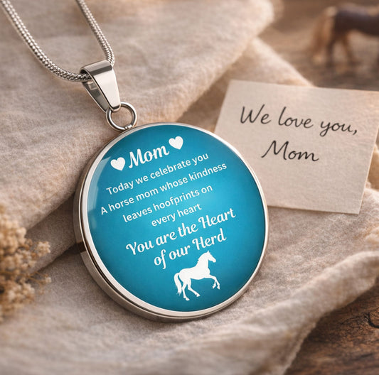 Custom Horse Mom Circle  Necklace – You Are The Heart Of Our Herd Gift for Mom