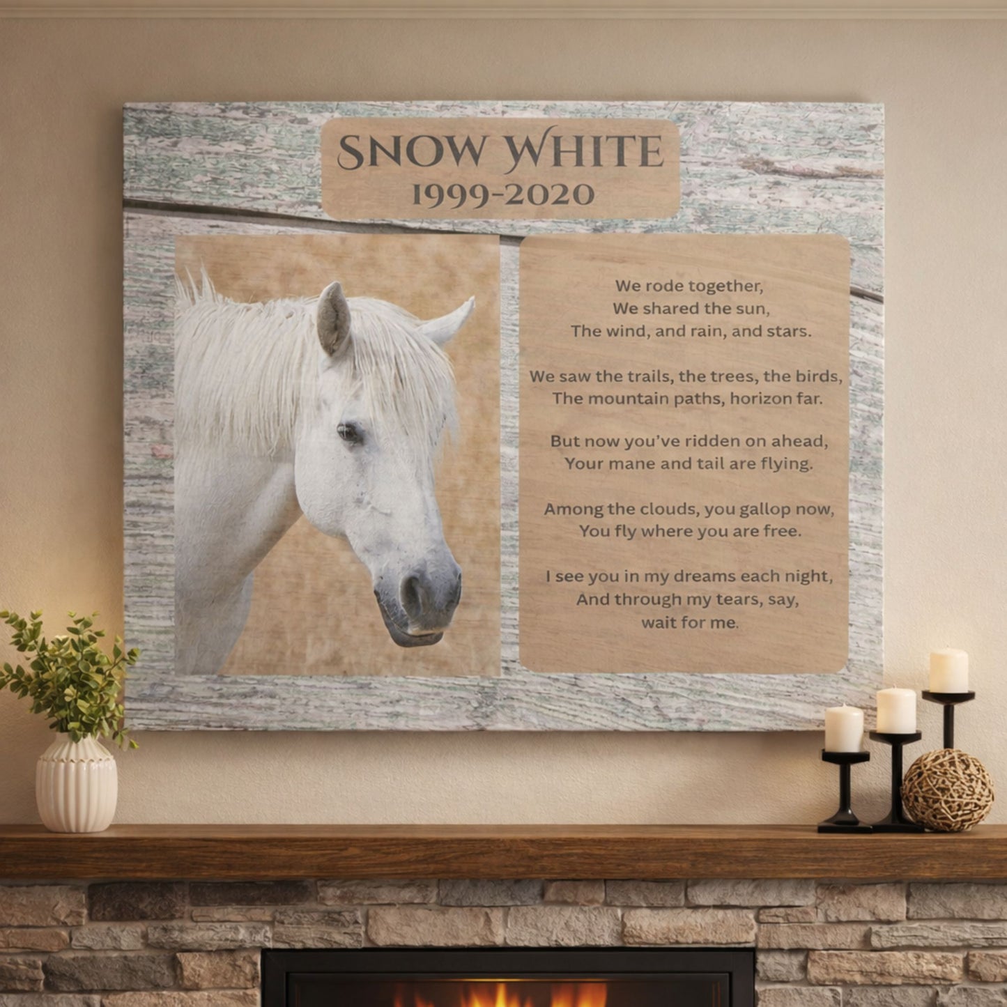 Personalized Horse Memorial Canvas with Photo – Riding Companion Tribute