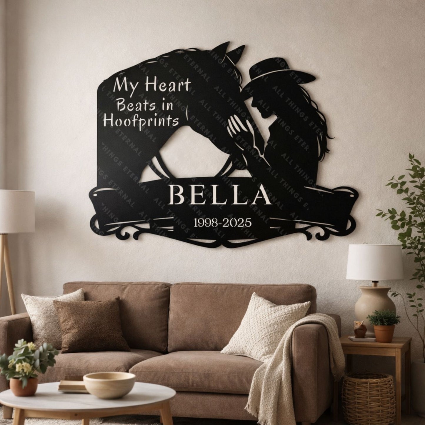 Personalized Horse Memorial Metal Sign – My Heart Beats in Hoofprints
