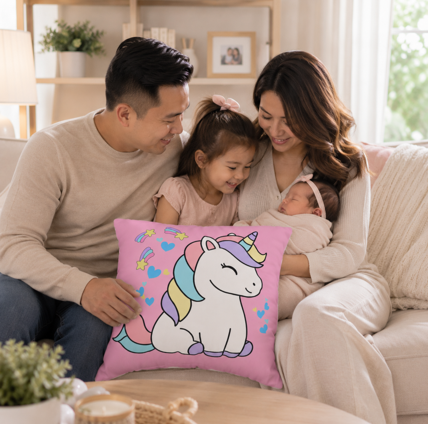 Sleepy Pastel Unicorn Pillowcase | Cute Kids Decorative Throw Pillow Cover
