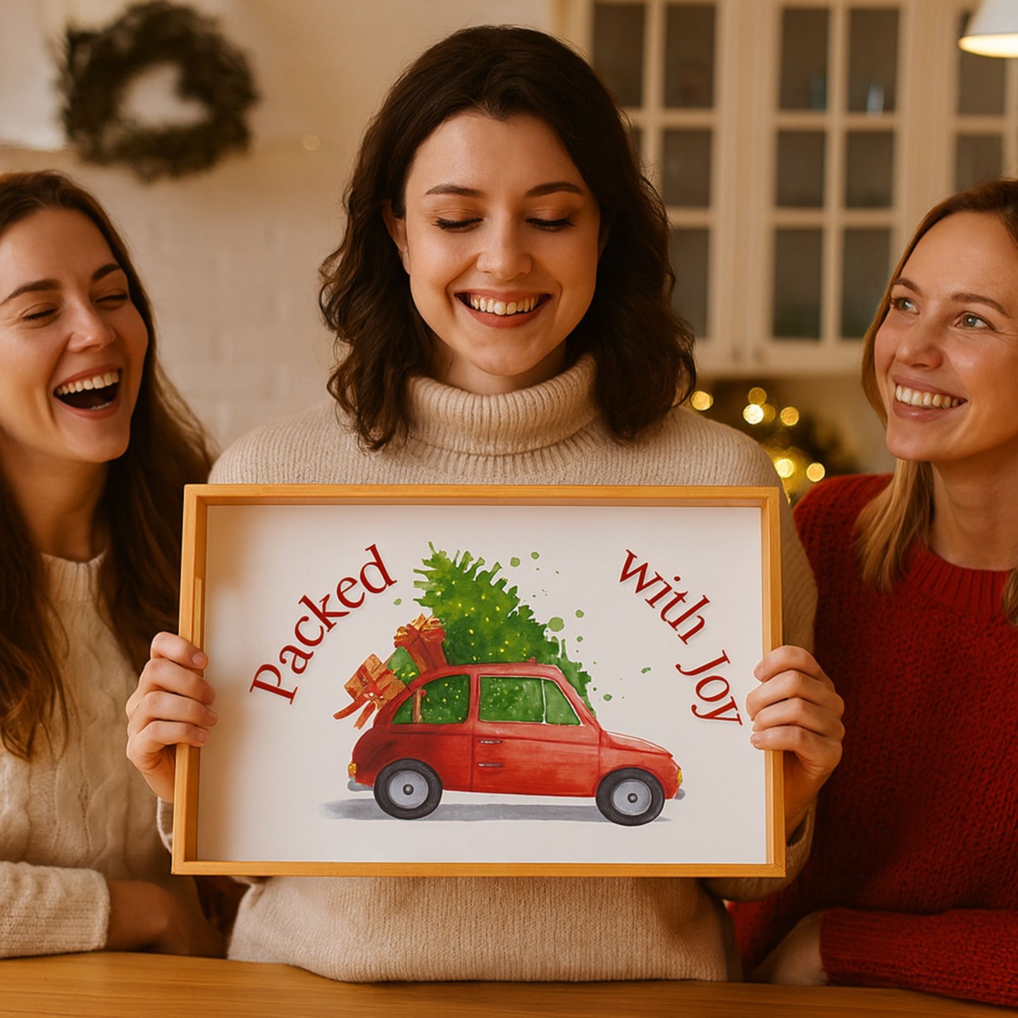 Large Bamboo Christmas Serving Tray – Festive Holiday Platter