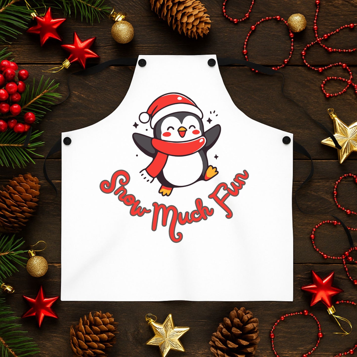 Snow Much Fun Penguin Apron – Cute Christmas Cooking Kitchen Apron