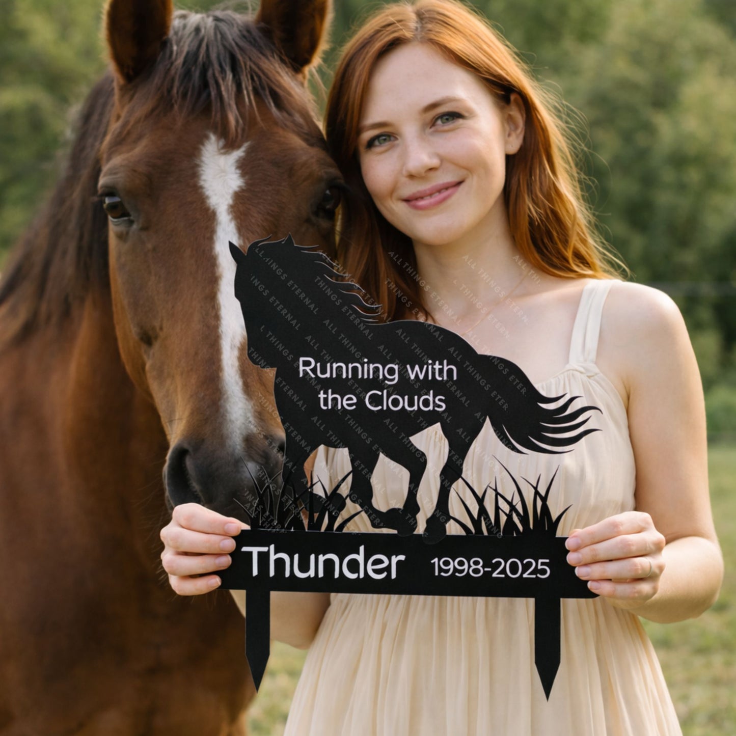 Custom Horse Memorial Metal Grave Marker – Personalized Tribute Sign