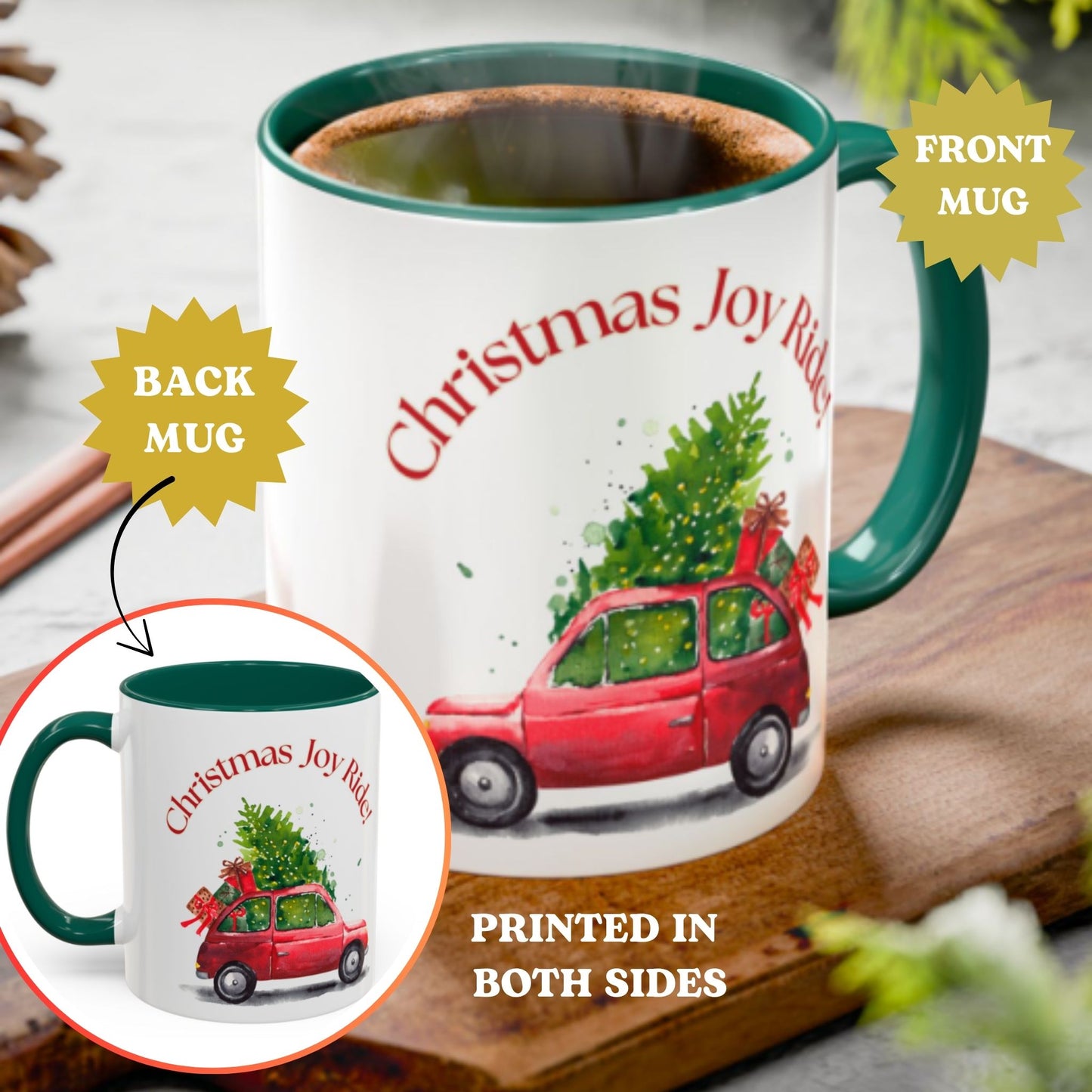 Christmas Joy Ride Mug | Festive Santa Two-Tone Coffee Cup