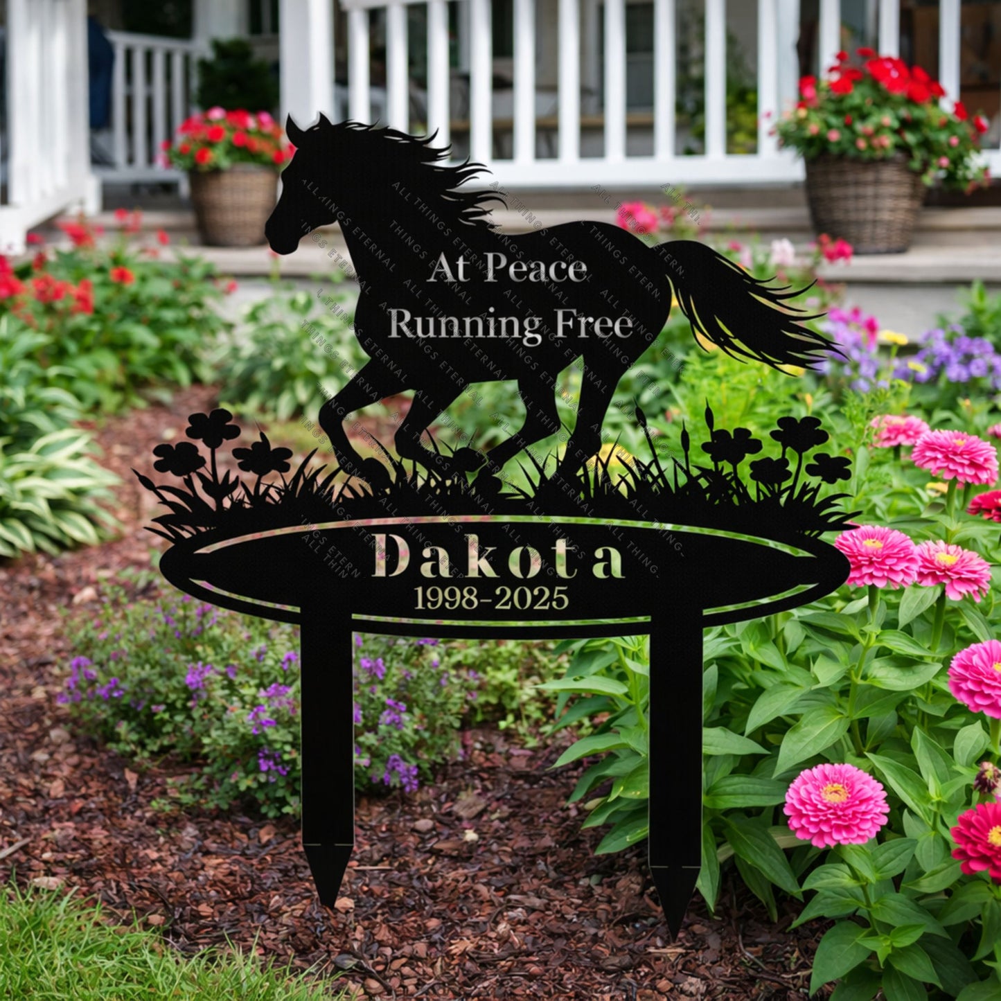 Personalized Horse Memorial Metal Garden Sign – Custom Name & Dates