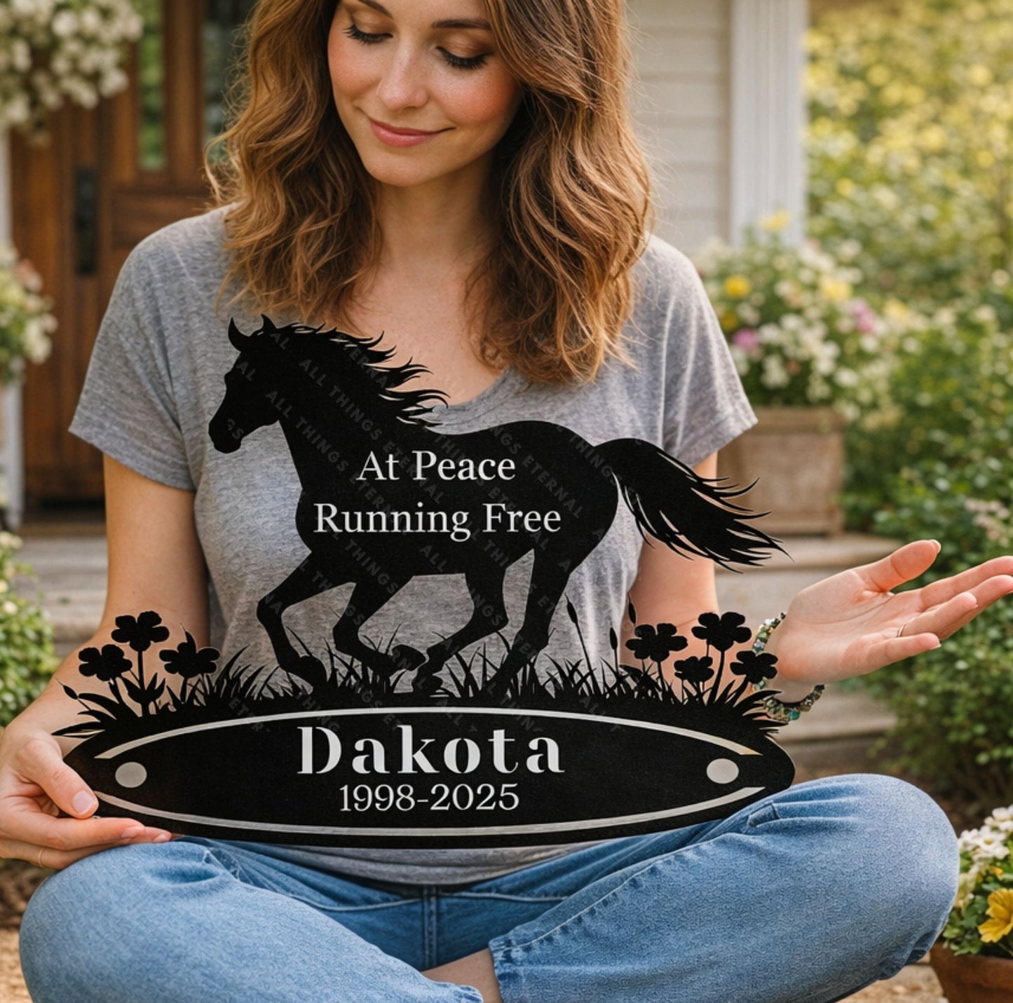 Personalized Horse Memorial Metal Sign – Custom Name & Dates