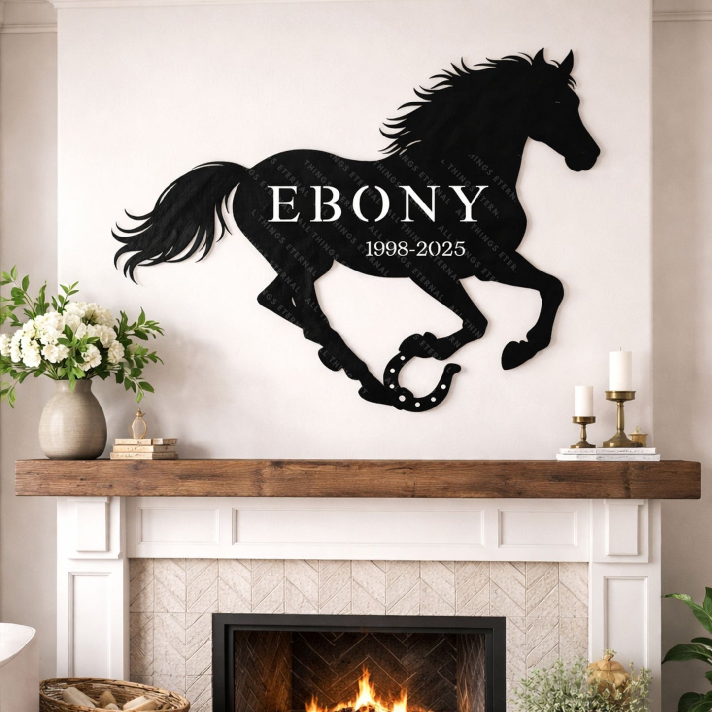 Personalized Horse Memorial Metal Wall Art – Custom Name & Dates Rustic Farmhouse Decor