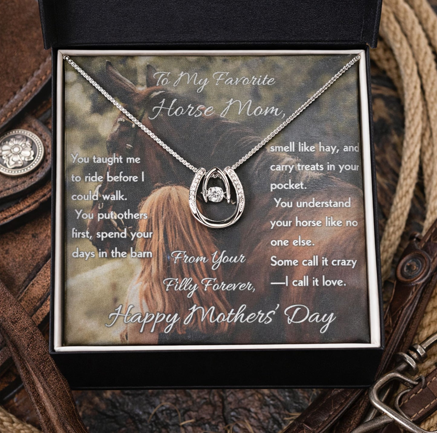 To My Favorite Horse Mom Necklace Gift for Mom Horse Lover Mothers Day Gift