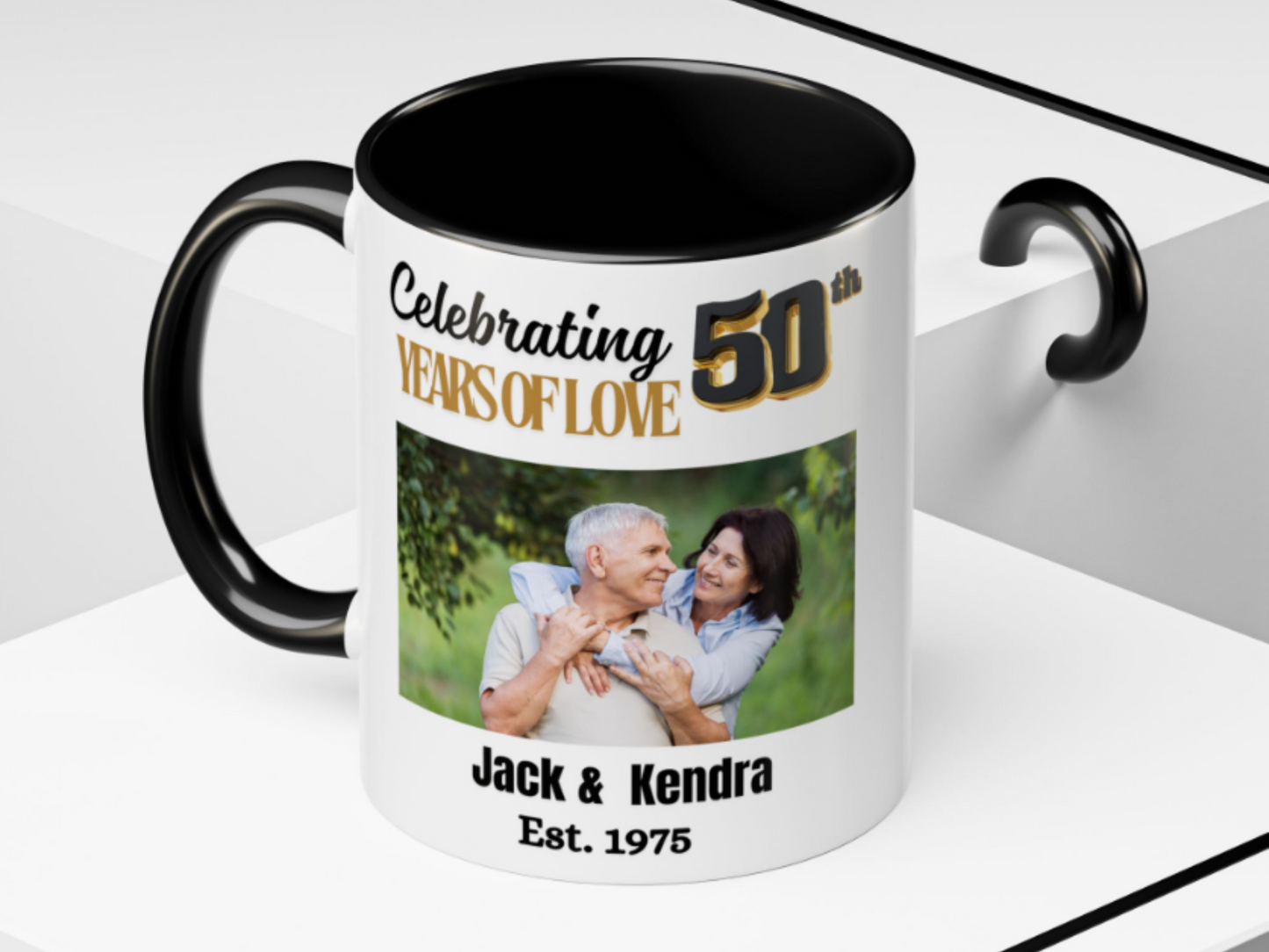 Custom 50th Anniversary Photo Mug-  Golden Wedding Gift for Couple