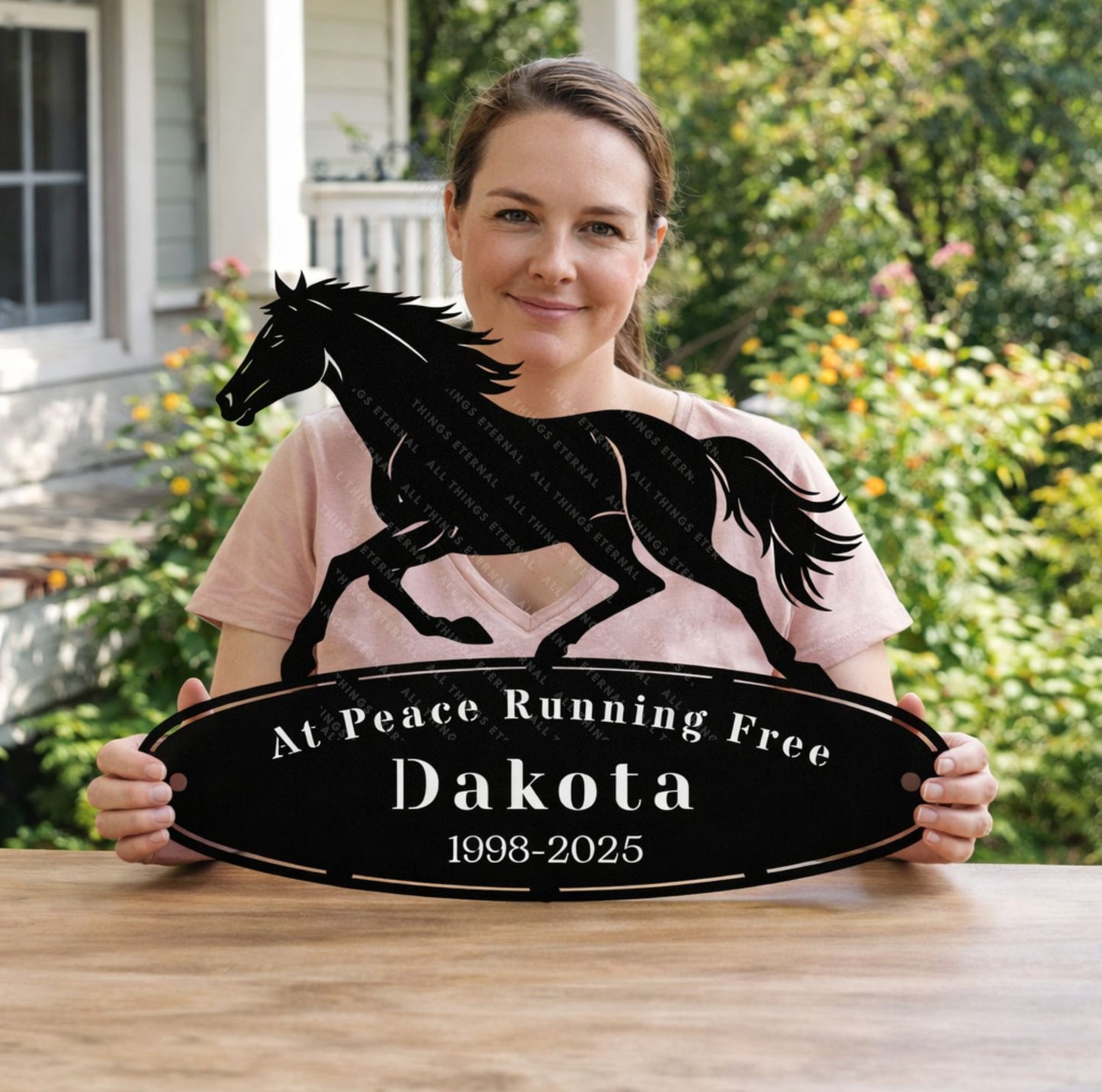 Custom Horse Memorial Metal Sign – Personalized Equine Tribute with Name & Dates